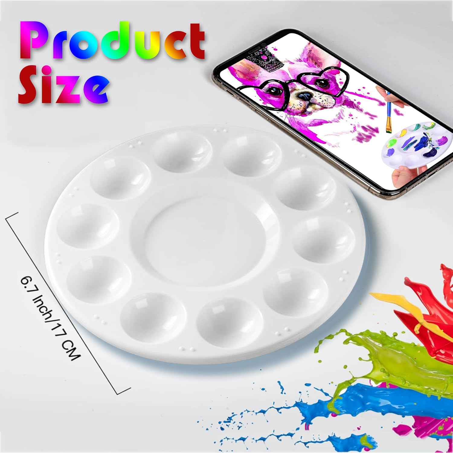 4Pcs Art Paint Tray Palette, Plastic Pallet for Adults & Kids for Painting, DIY Craft,Play Party at Home, Kindergarten or Class, White image number 3