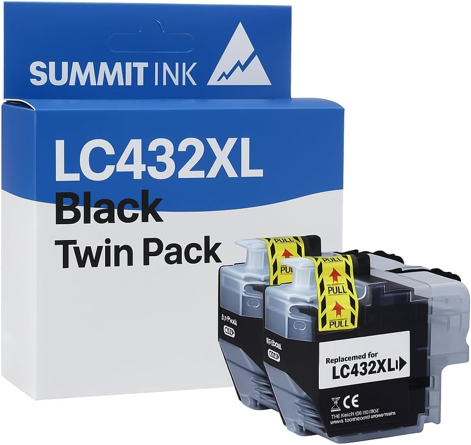 Summit Ink LC-432XL Black Twin Pack Ink Cartridges Compatible with Brother LC432XL MFC J5340DW, J5740DW, J6540DW, J6740DW, J6940DW Printers