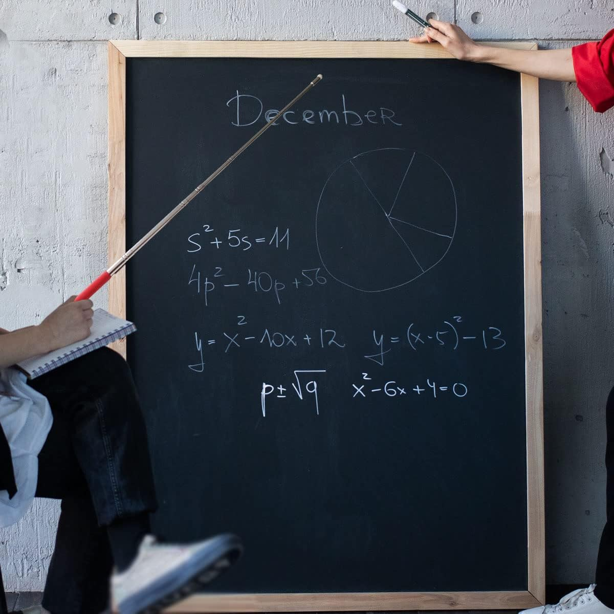 2 Pcstelescopic Teachers Pointer Stick, Extendable Teaching Pointer, Whiteboard Pointer with Felt Head for Teachers, Guides, Coach, Extends to 39''&Iuml;&frac14;&circ;Red and Black&iuml;&frac14;&permil; image number 3