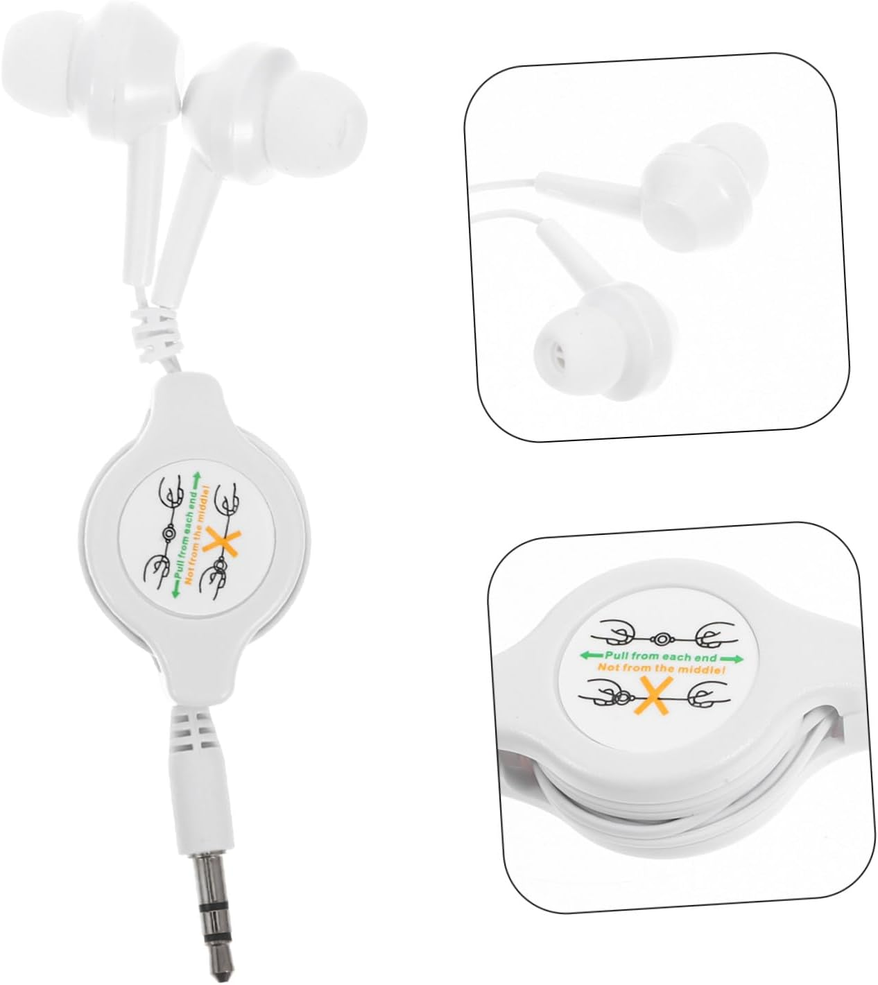 EXHUMKY Retractable in Ear Earbuds Lightweight Portable Cable with Comfortable Fit Material Compatible with Players Digital Devices Connector image number 5