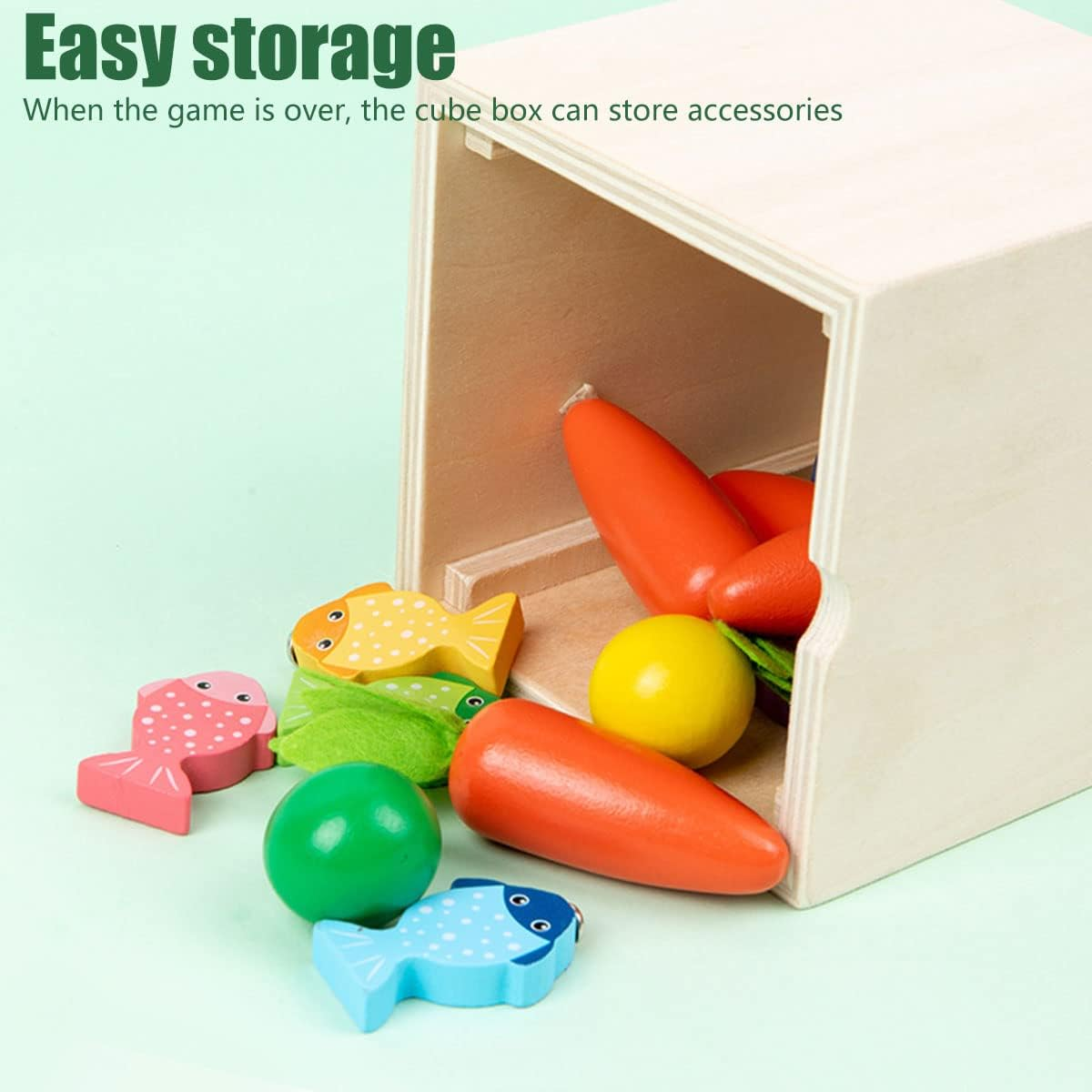 FUYGRCJ Wooden Montessori Object Permanence Box - Multifunctional Coin Drop and Colorful Carrot Harvest for Preschool Kids - Early Educational Shape Sorting for Toddlers over 1 image number 6
