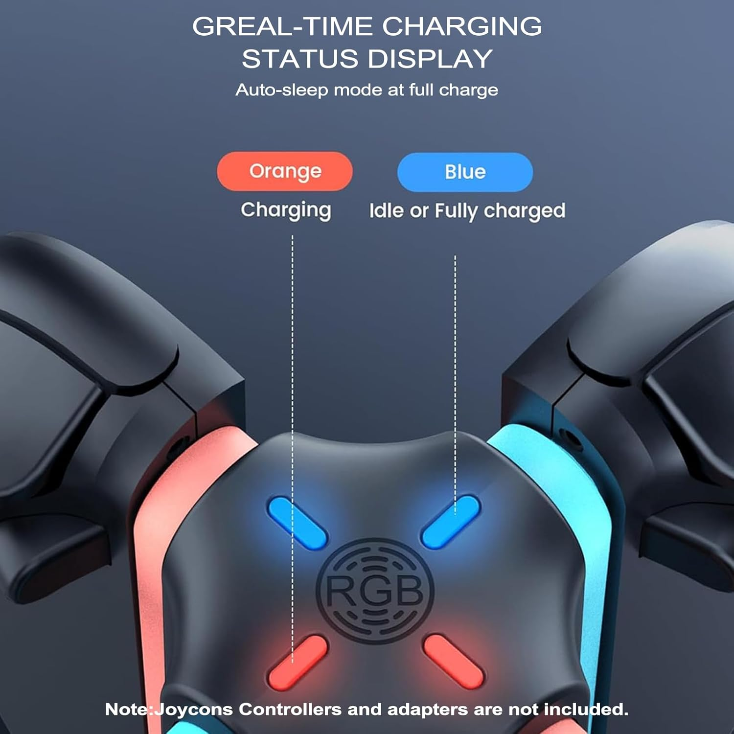 UOEPOWA Upgraded Charging Dock for 2025 Nintendo Switch 2 Joycon, 9 Light Modes, 4-In-1 Magnetic Fast NS2 Controller Charger Station for Nintendo Switch 2 Joy-Con Charger Organized Accessories (NS2) image number 5