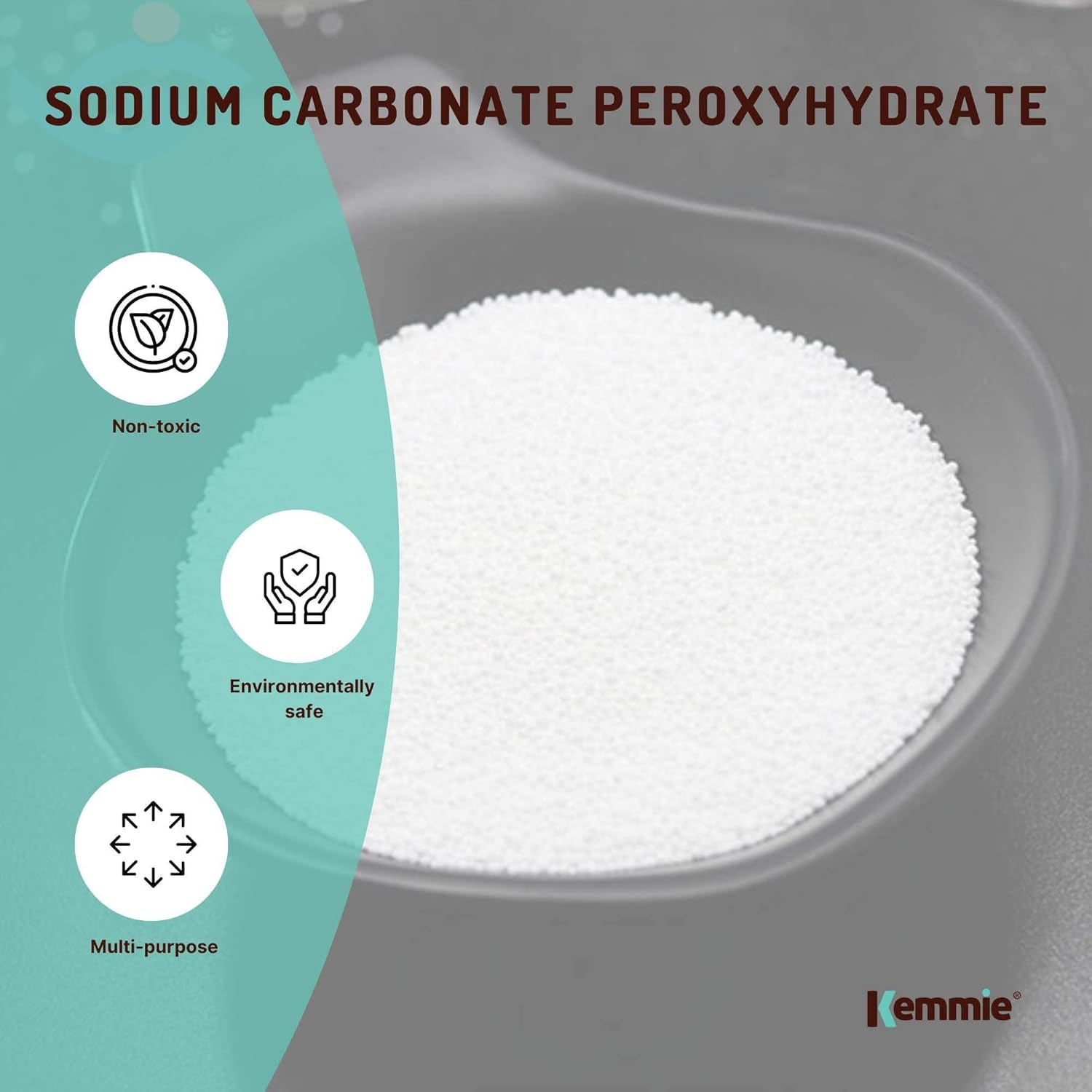 Kemmie Oxygen Bleach - 5Kg Sodium Percarbonate Tub - Eco Laundry Cleaner & Sanitiser image number 2