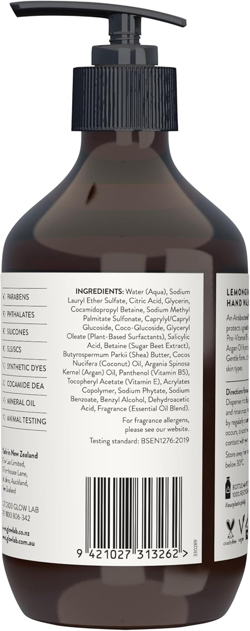 Glow Lab Lemongrass and Lime Anti-Bacterial Hand Wash 300 Ml image number 2