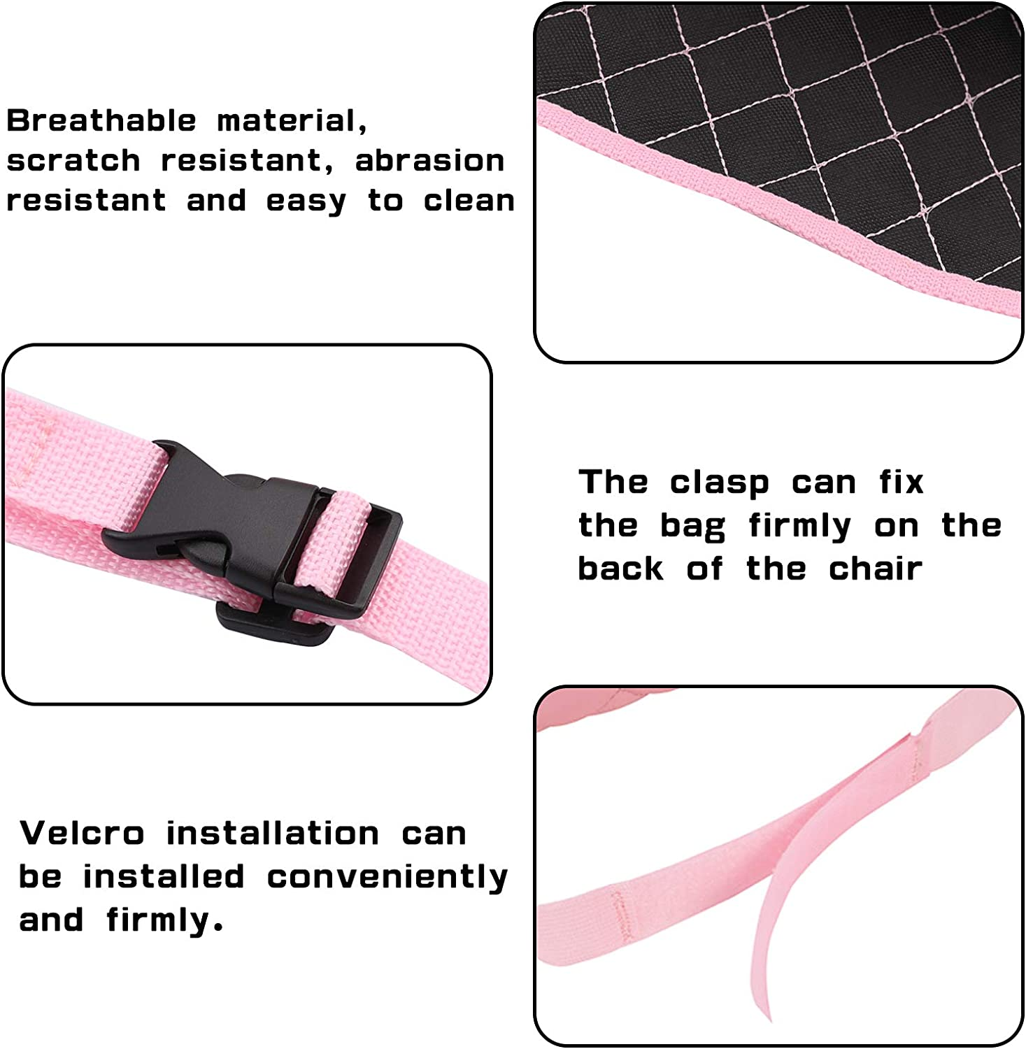 Purse Holder for Car Durable Pu Leather Car Net Pocket Car Seat Storage Net Handbag Driver Storage Netting Pouch Seat Back Net Bag Backseat Pet Kids Barrier (Pink) image number 2