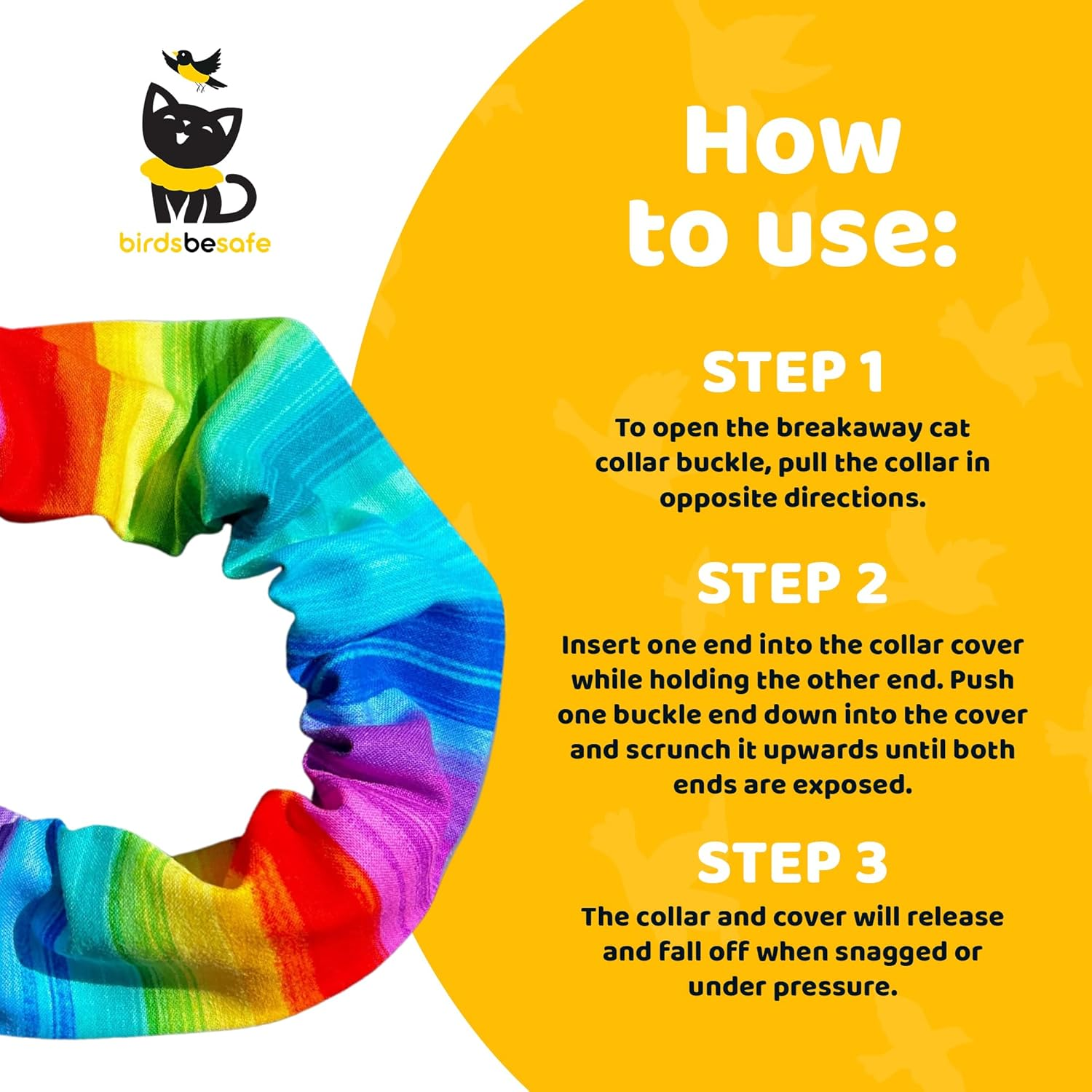 Birdsbesafe&reg; Cat Collar Cover - Bird Warning Collar, Scientifically Proven to Help Prevent Your Cat from Catching Birds, Includes 2 Covers and 1 Breakaway Collar image number 2