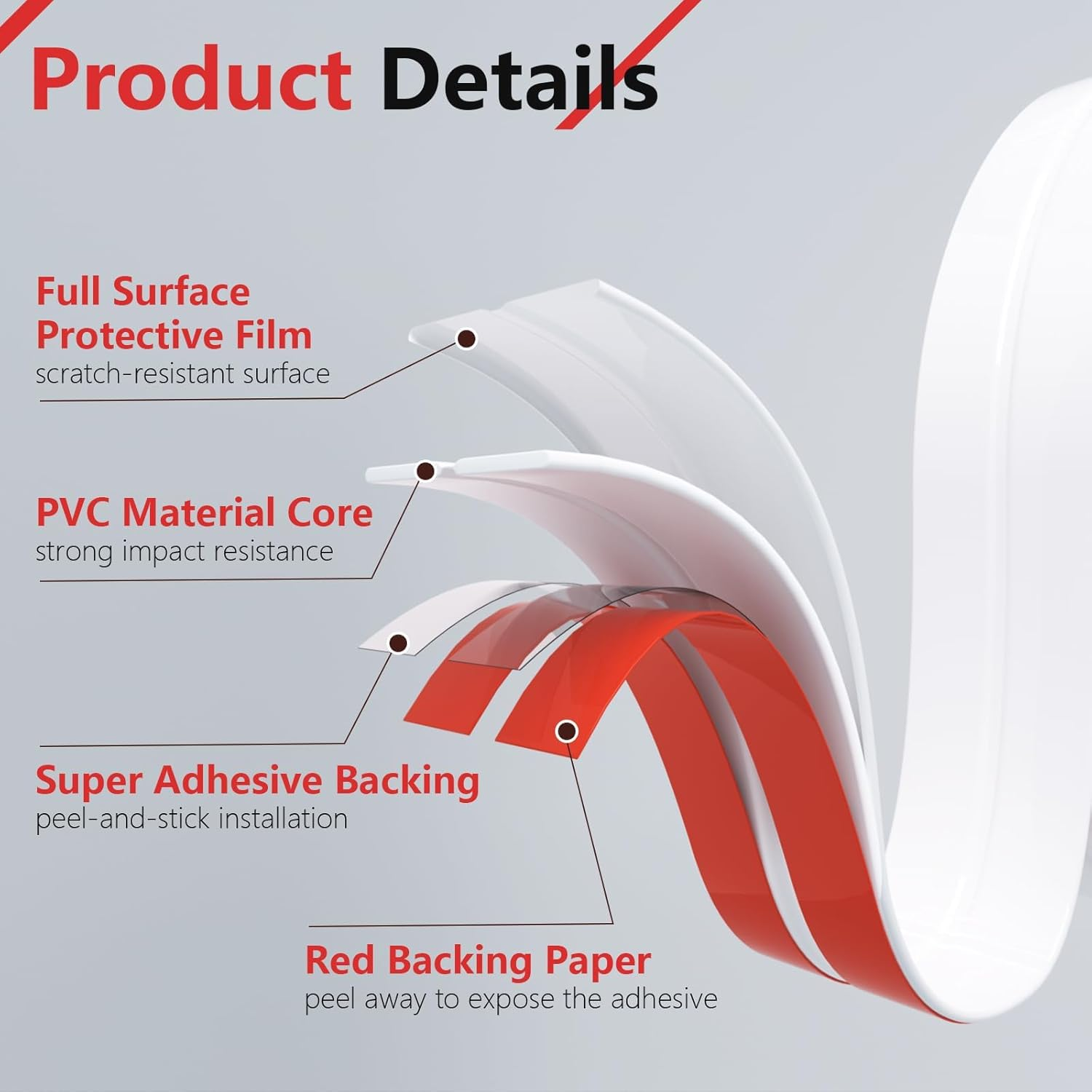 Peel and Stick Wall Molding Trim, Wall Corner Protector, Flexible Molding Trim for Tile and Wall Edges, Furniture Protection and Decoration, 10 Feet X 1.6 Inch, White image number 2