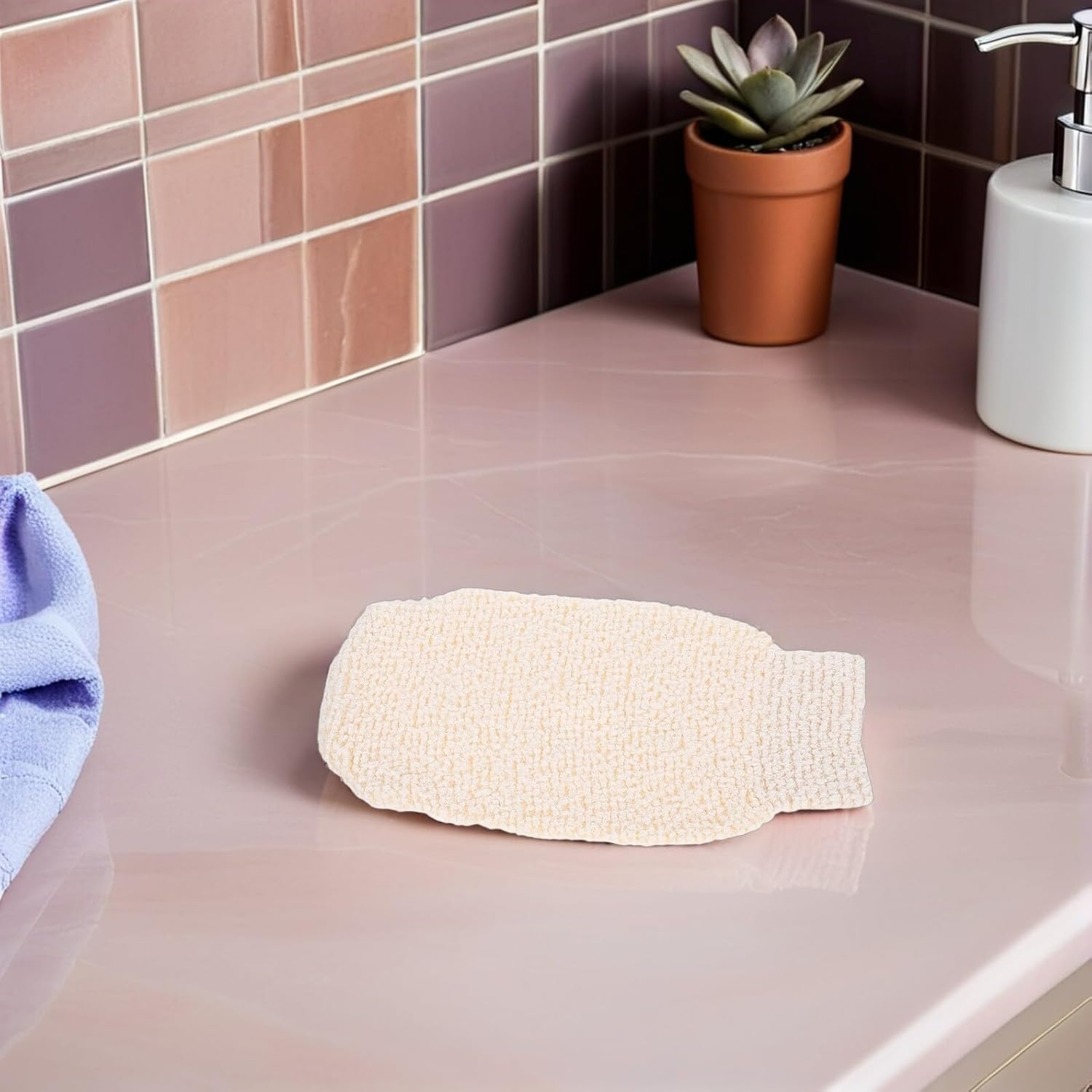 SOLUSTRE 2Pcs Bamboo Fiber Bath Scrub Gloves Exfoliating Shower Gloves for Body Massage Back Scrubber for Dead Skin Removal and Deep Cleansing image number 3