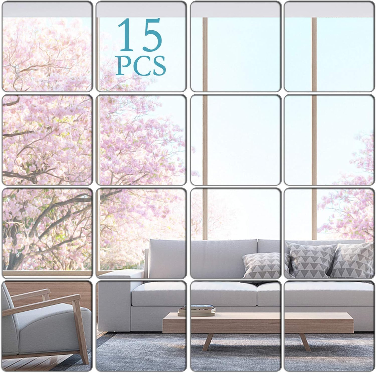 Mirror Wall Stickers Non Glass Mirror Plastic Mirror 3D Hexagon Acrylic Mirror Wall Decor Self Adhesive Tiles (15 PCS)