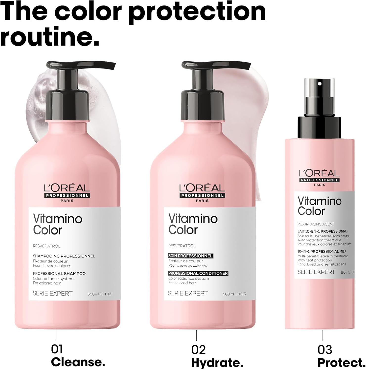 L'Or&eacute;al Professionnel Vitamino Colour Shampoo | Protects and Preserves Hair Colour | Prevents Damage | Gives Vibrancy and Improves Shine | for Coloured Hair | 500 Ml image number 3