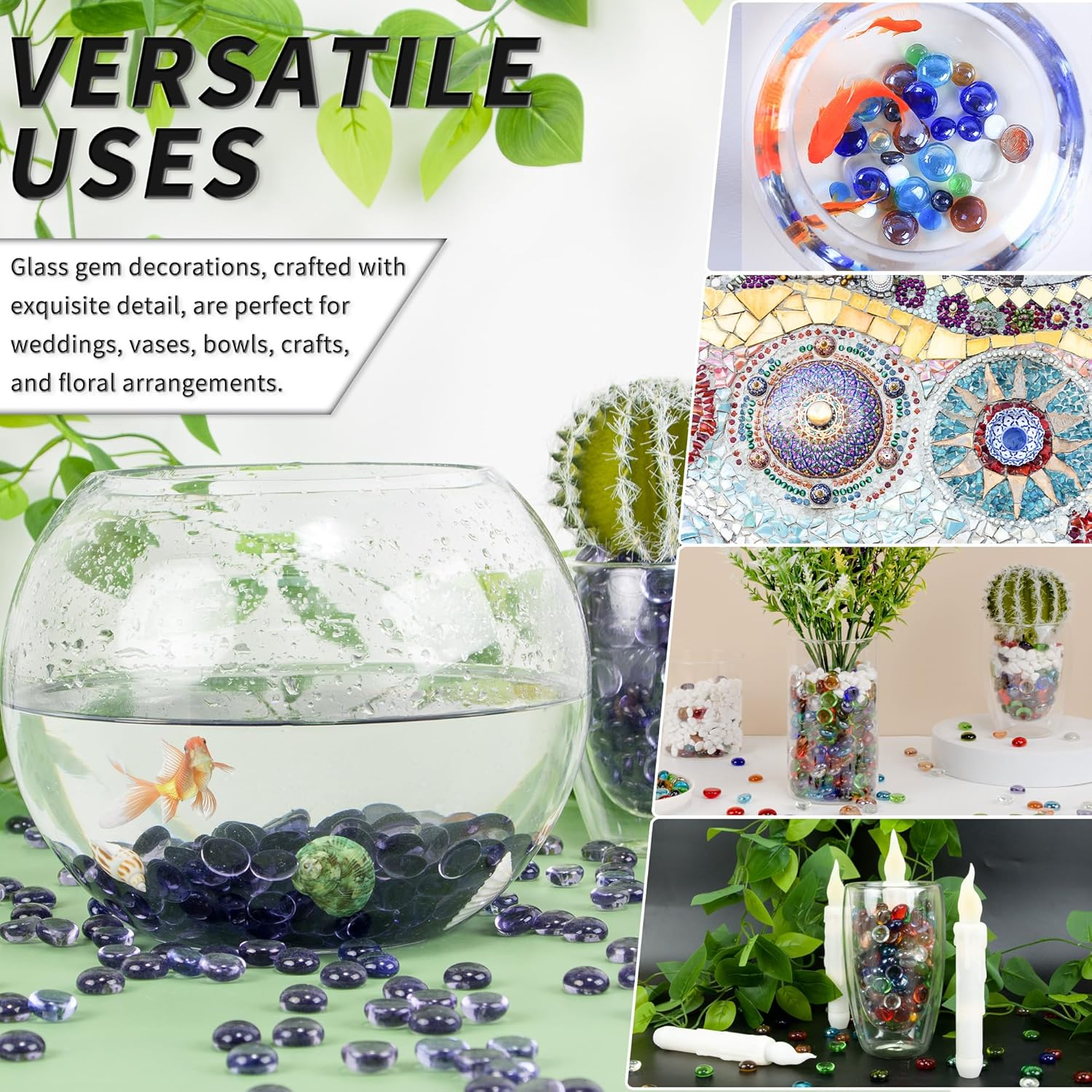 1 LB Purple Flat Glass Beads, 160-180PCS Small Glass Marbles, Mini Flat round Pebbles for Vase Filler and Floral, Fish Tank Rocks Decorative Gemstones for Home and Aquarium D&eacute;cor