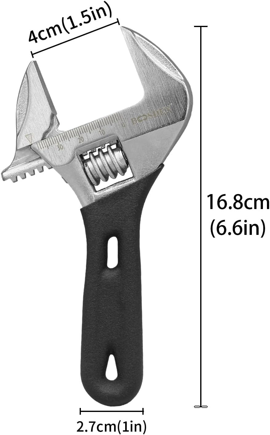 BOOSDEN Adjustable Wrench, 6 Inch Stubby, Chrome Vanadium Steel, Ideal for Pipe, Gas Industry, and Disassembly image number 5