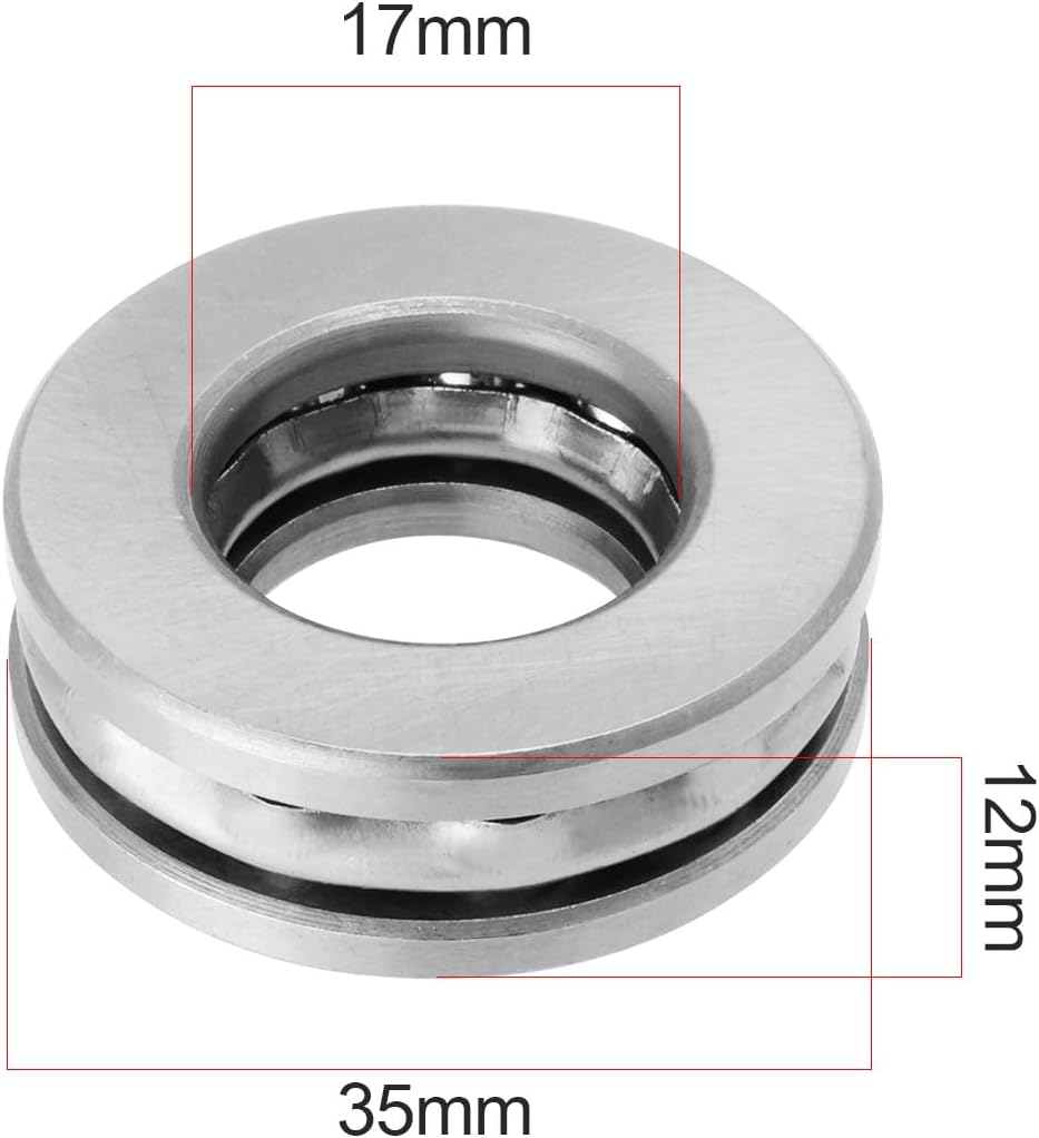 2Pcs Thrust Ball Bearing 51203 with Washers 17Mm Bore 35Mm OD 12Mm Thick Plane Axial Ball Bearing Compatible with Ifor Williams Trailer Knott Jockey Wheel Handle