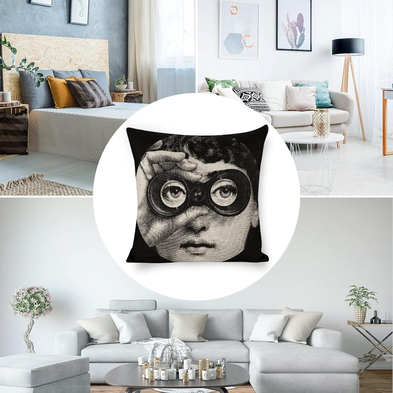 Aloked Lina Cavalieri Artificial Linen Throw Pillow Case, Decorative Cushion Cover Square Art Personalized Eye,Only Includes Pillowcase,18"X18"(45X45Cm),Style-16 image number 1