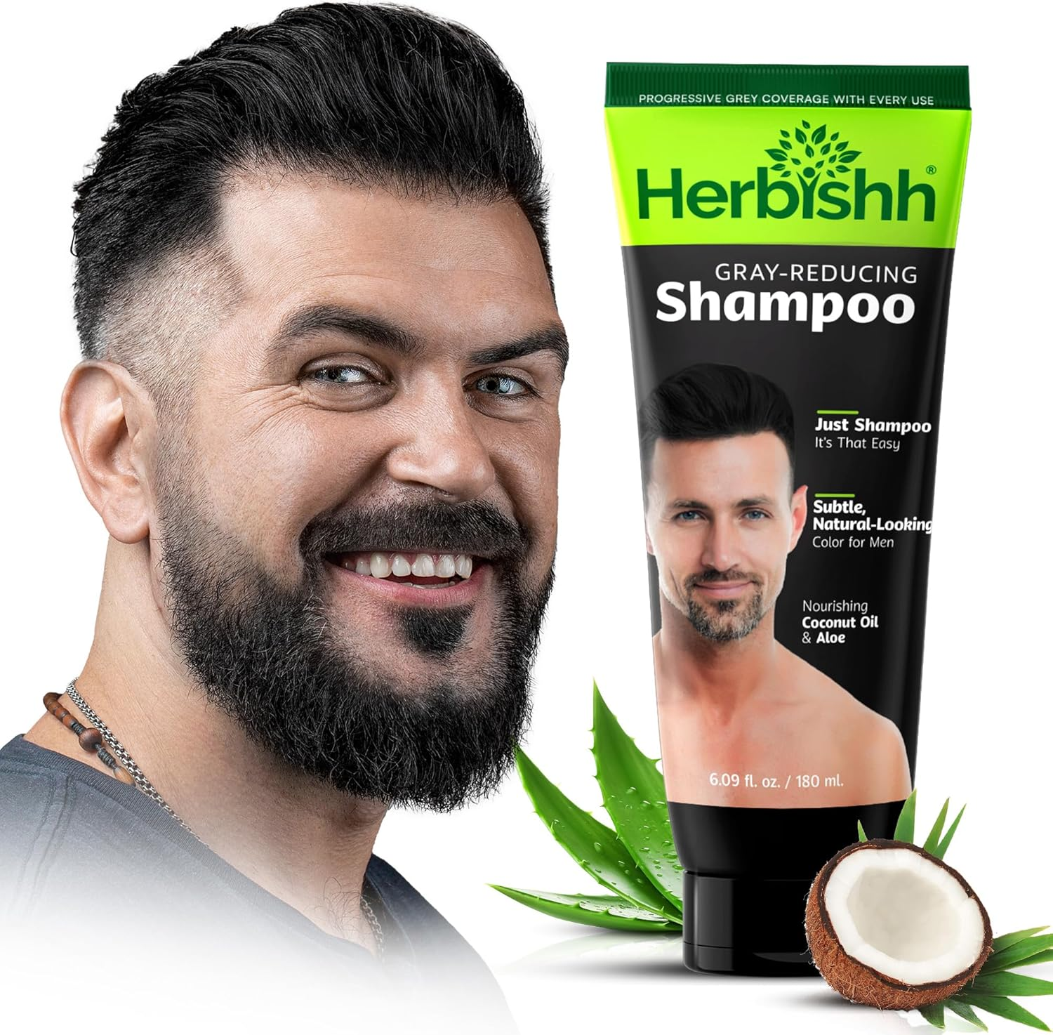 Herbishh Gray Reducing Shampoo for Men, Hair Darkening & Volume Boost with Every Wash, Cleanses & Revitalizes, Easy At-Home Use, Safe for Light Brown to Black Shades, All Hair Types 6.09 Fl.Oz image number 6