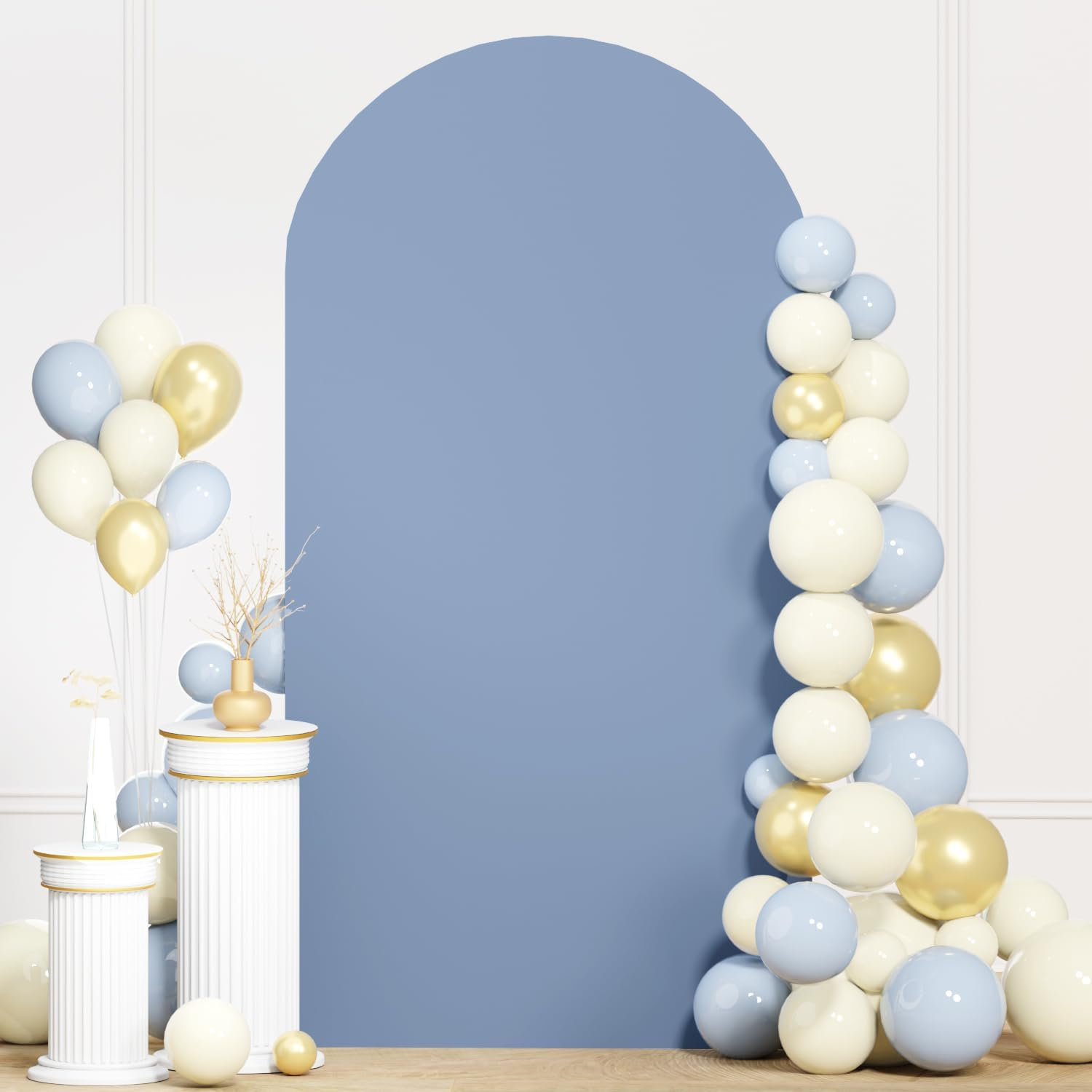 ROMANKAS Dusty Blue Wedding Arch Cover 7.2FT Arch Backdrop Covers Spandex Fitted Arch Covers Stretchy Backdrop Double Sided Stretch Arch Cover for Wedding Party Ceremony Decoration image number 5