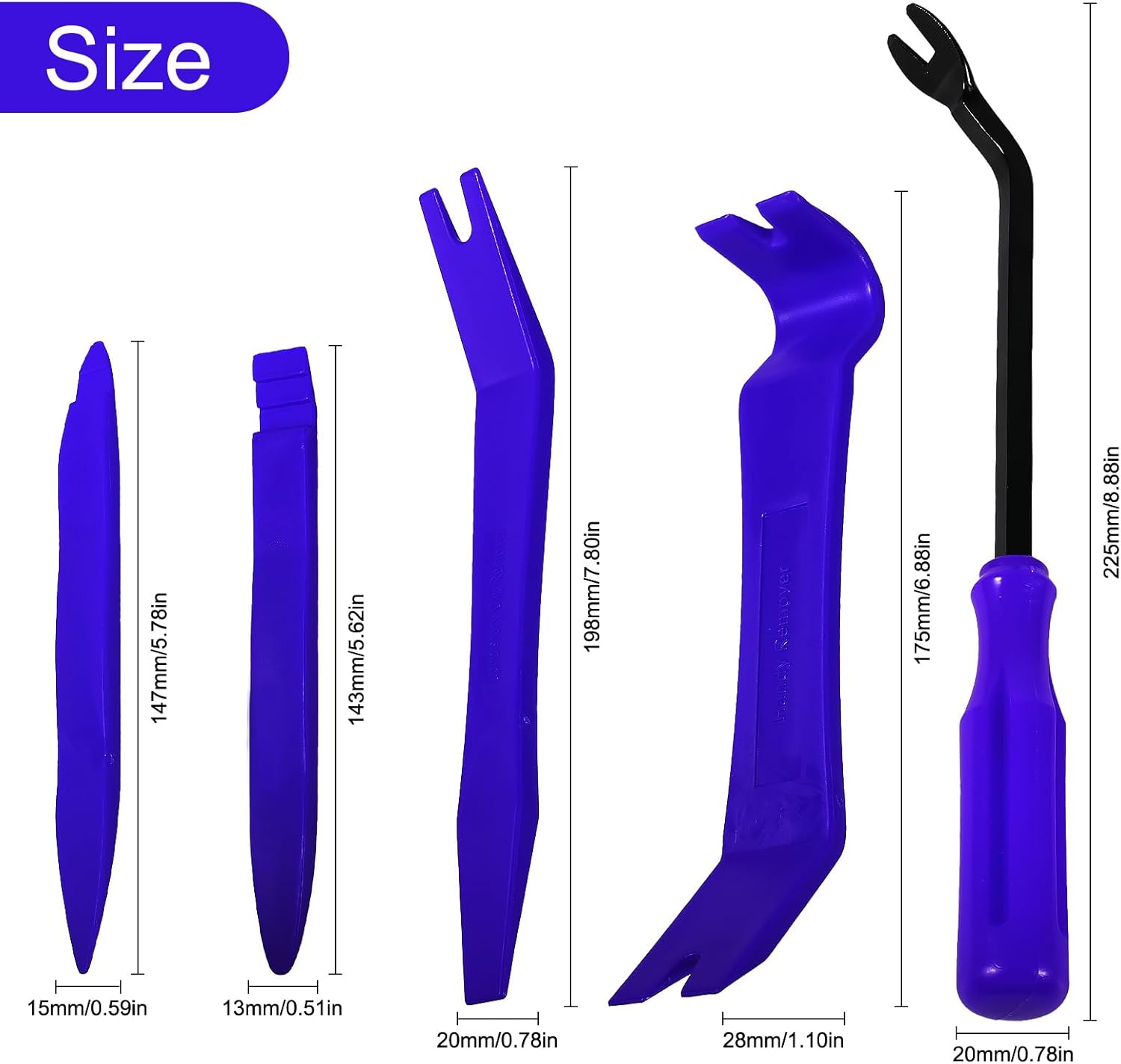 DIANN Auto Trim Removal Tool Set 5Pcs Plastic Pry Tool Kit Auto Trim Tool Prying Tool Car Door Panel Clip Revmoal Tool Fasteners Remover Blue (Blue) image number 2