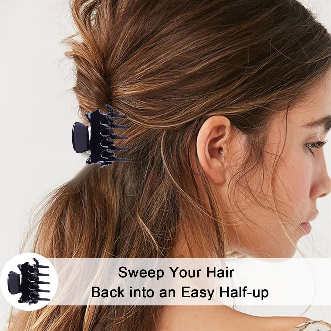 LYQNIHOB 12 Pieces Small Plastic Hair Clips for Women - Medium Size - Perfect Hair Styling Accessories - Hair Clips Set - Coffee Black Mini Hair Clips image number 5