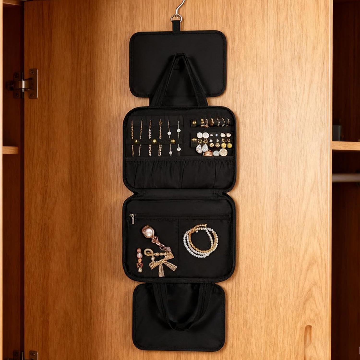 Tktouci Toiletry Bag for Women,Portable Waterproof Pouch | Portable Travel Case Make up Bag | for Women Men Makeup Cosmetic Bracelet Necklace Earrings Accessories Gym Dorm Camping image number 3