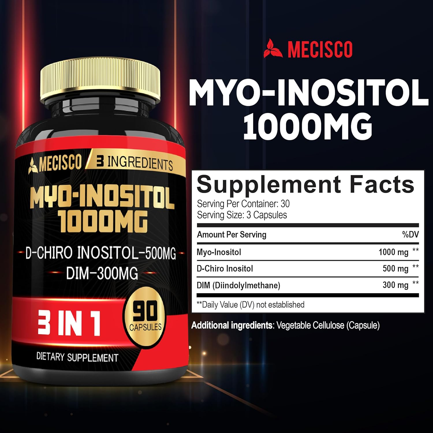 3In1 Myo-Inositol & D-Chiro Inositol Supplement with DIM - Women'S Wellness, Cycle Regularity, Cellular Health - 90 Capsules Supply 30 Days image number 5
