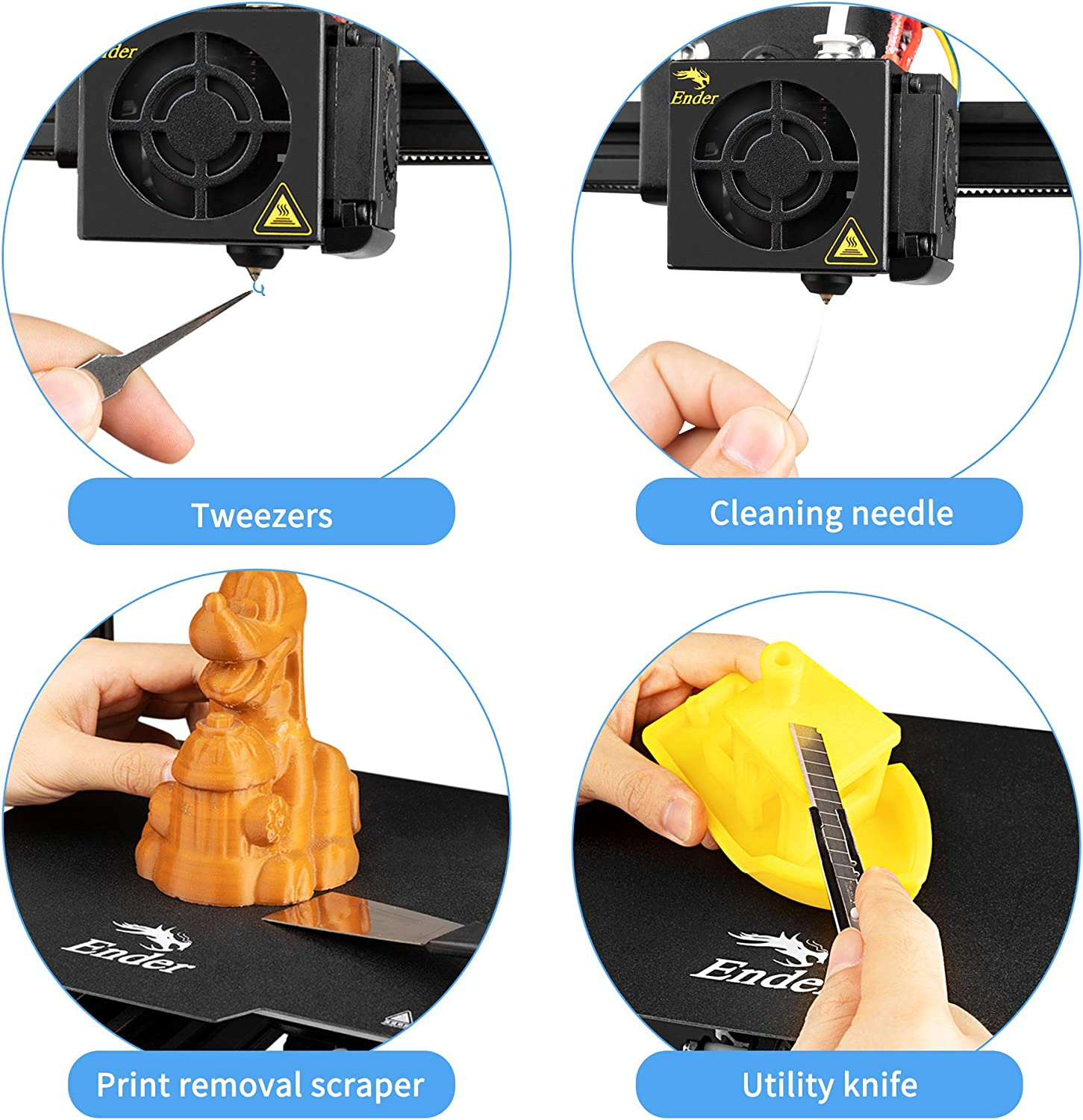 Creality 3D Printer Tool Kit Box Includes Assembly, Cleaning/Removal, Filament Cutting Tools, 8 Extruder Nozzles and SD Card Reader with Storage Box for 3D Printers, 35 Piece image number 5