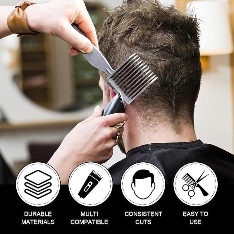 3Pcs Blend Hair Cutting Combs, Barber Fade Curved Positioning Cutting Combs, Barber Fade Comb Curved Positioning Flat Cutting Comb image number 3