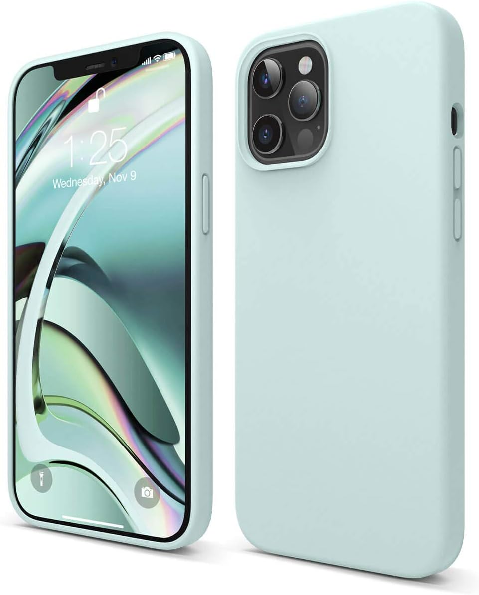 Elago Liquid Silicone Case Designed for Iphone 12 Pro Max Case (6.7"), Premium Silicone, Full Body Protection : 3 Layer Shockproof Cover Case (Green Mint)