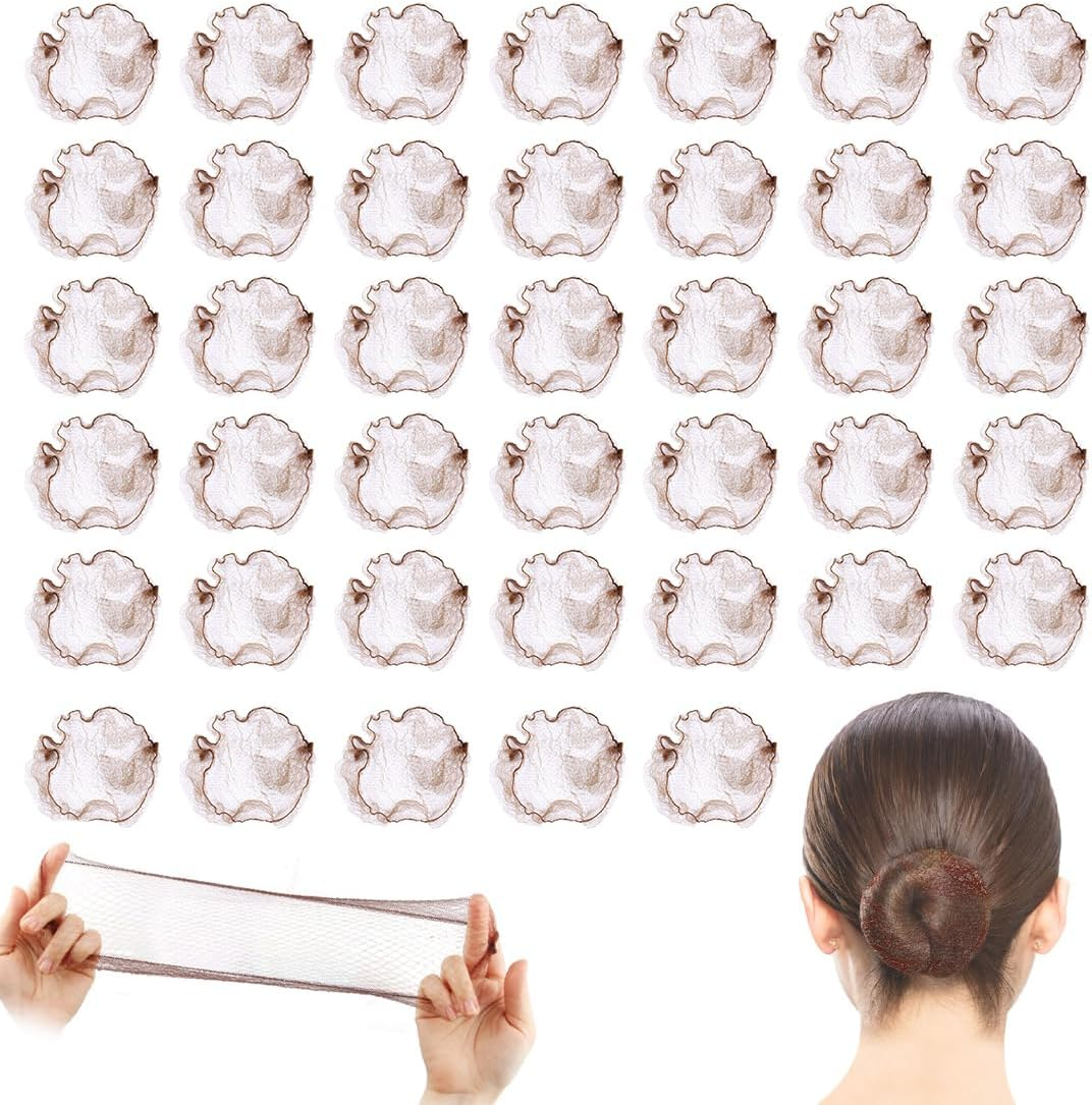 Pack of 40 Invisible Hair Nets, Fine Mesh Ballet Bun Hair Nets, Elastic Hair Nets for Nurse, Ballet Hair Bun Shaper, for Nurse, Dancer, Flight Attendant image number 5