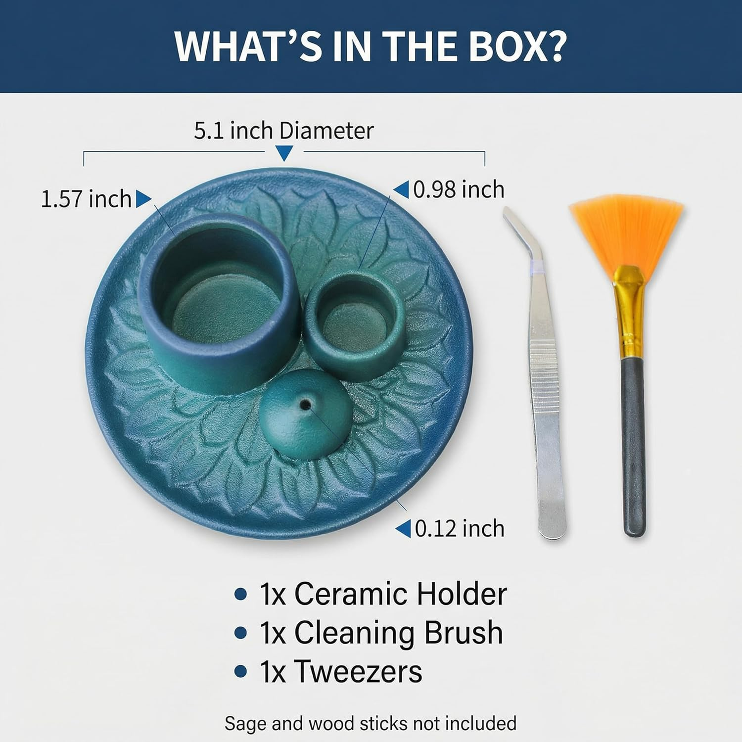 Palo Santo Sticks Holder, Multi-Purpose Handmade Ceramic Incense Burner for Palo Santo Incense Sticks, Sage Holder for Burning, Ash Catcher Tray for Meditation Yoga Room