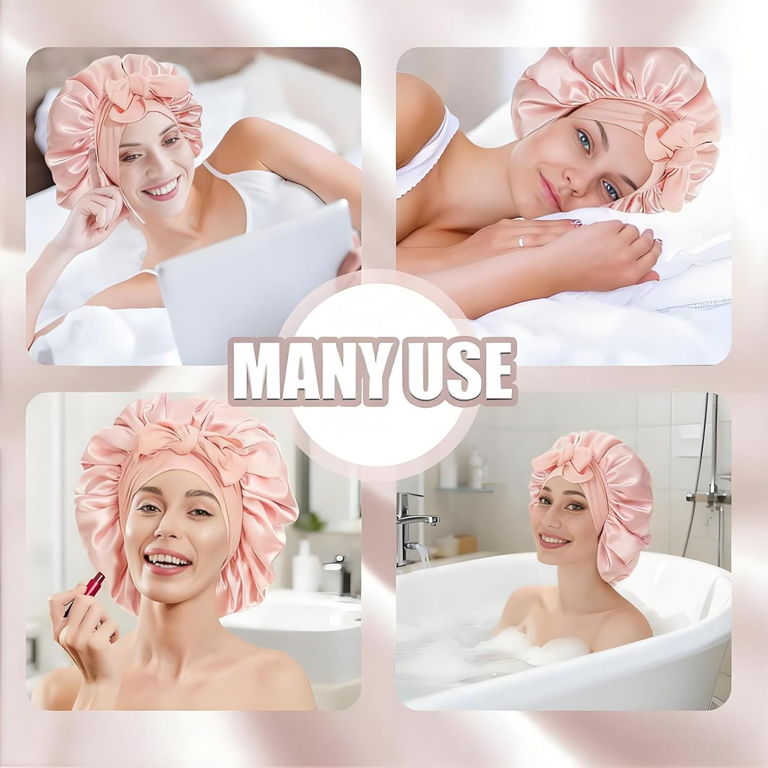 Oiieco Silk Bonnet for Sleeping, Satin Bonnet, Comfortable and Soft, Satin Lined Hood with Tie, for Women and Girls for Curly Hair image number 1