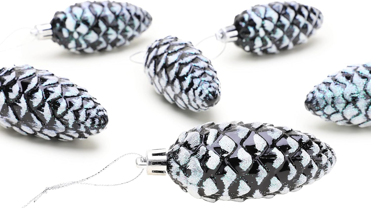 Christmas Concepts&reg; Pack of 6 &ndash; 90Mm Shiny & Glitter Decorated Pine Cone Baubles &ndash; Christmas Tree Decorations image number 6