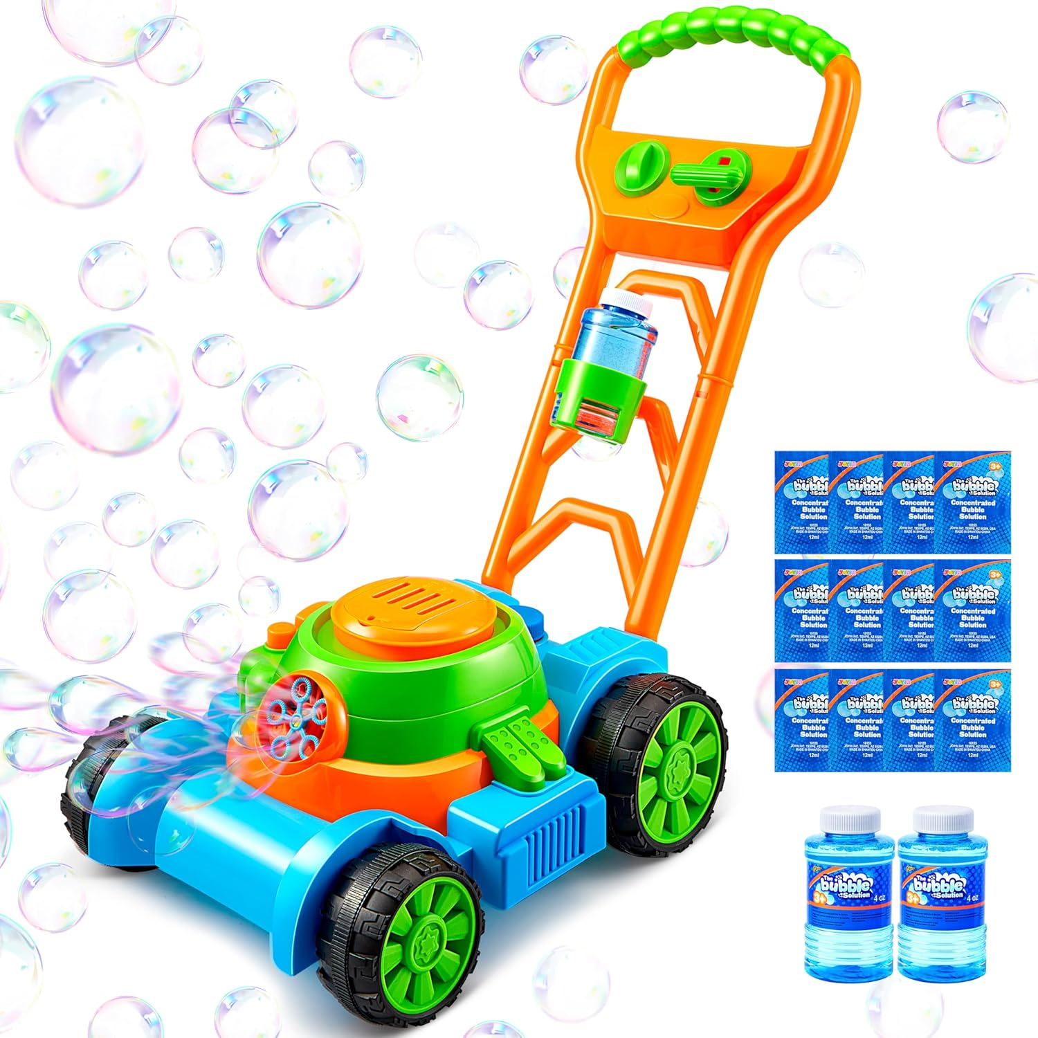 SLOOSH Bubble Lawn Mower Toddler Toys - Kids Bubble Machine Summer Outdoor Push Toy Games, Backyard Garden outside Play Toddlers Preschool Boys Girls Birthday Gifts (Pink)