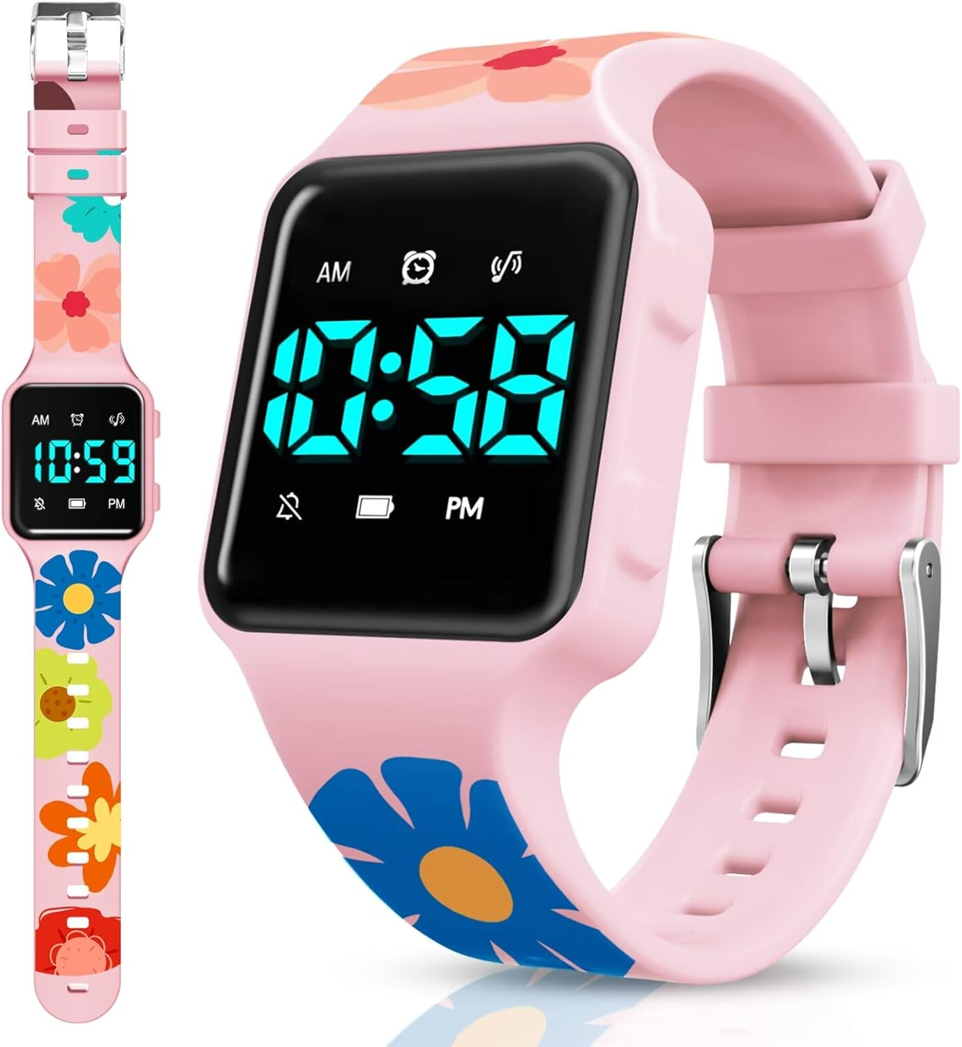 Potty Training Watch for Toddler with Countdown, Alarms, Music or Vibration Alerts - Waterproof Toddler Toilet Trainer for Boys & Girls Ages 2-9, Pink Flower - Apricot Butterfly image number 2