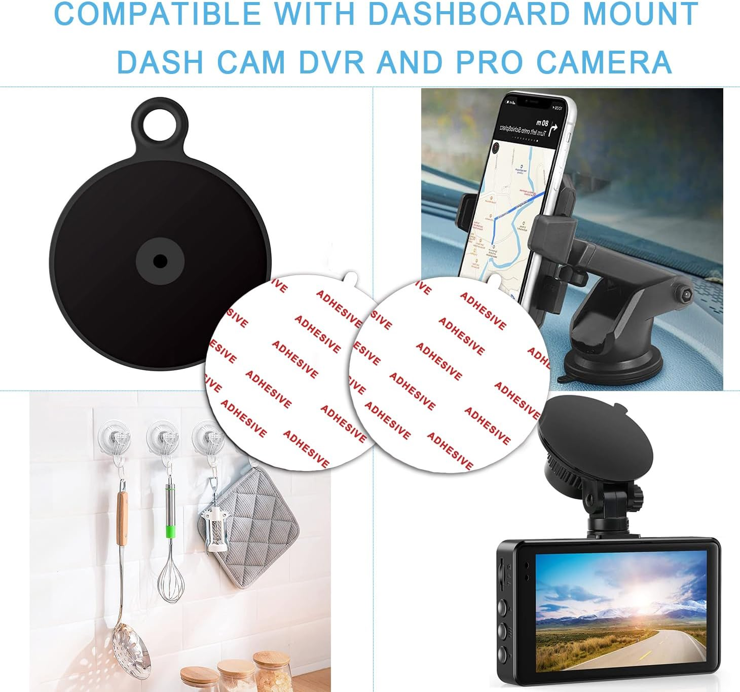 4 Pack 2.76"(70Mm) [EASY to PEEL OFF] Very High Bond Sticky Adhesive Replacement,Circle Double Sided Pads Gule for Dashboard / Windshield Suction Cup Car Phone Holder Cellphone Cradle Mounts (White) image number 6