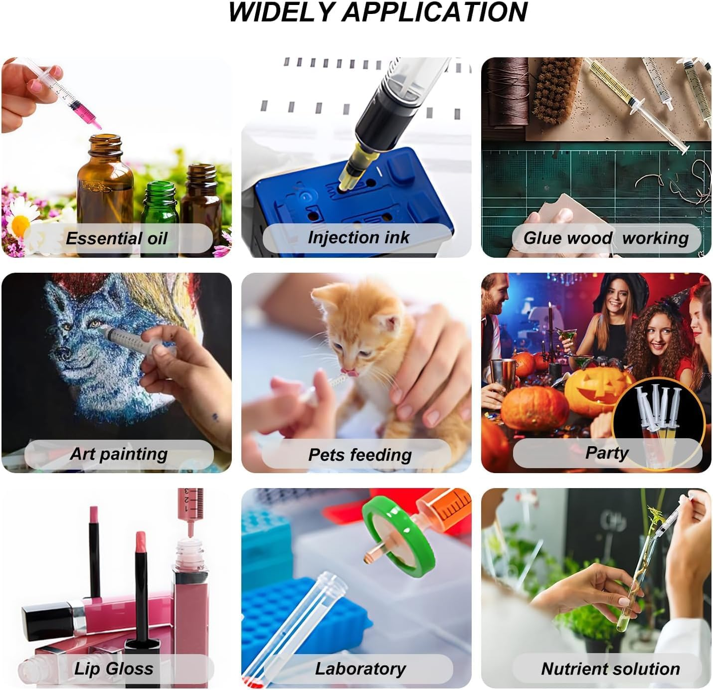 3Ml Bulk Plastic Syringe, without Needle, Liquid Measuring Syringe Tools with Measurement for Scientific Labs, Liquid Measuring, Industrial, Home Care (Individually Sealed-10Pcs)