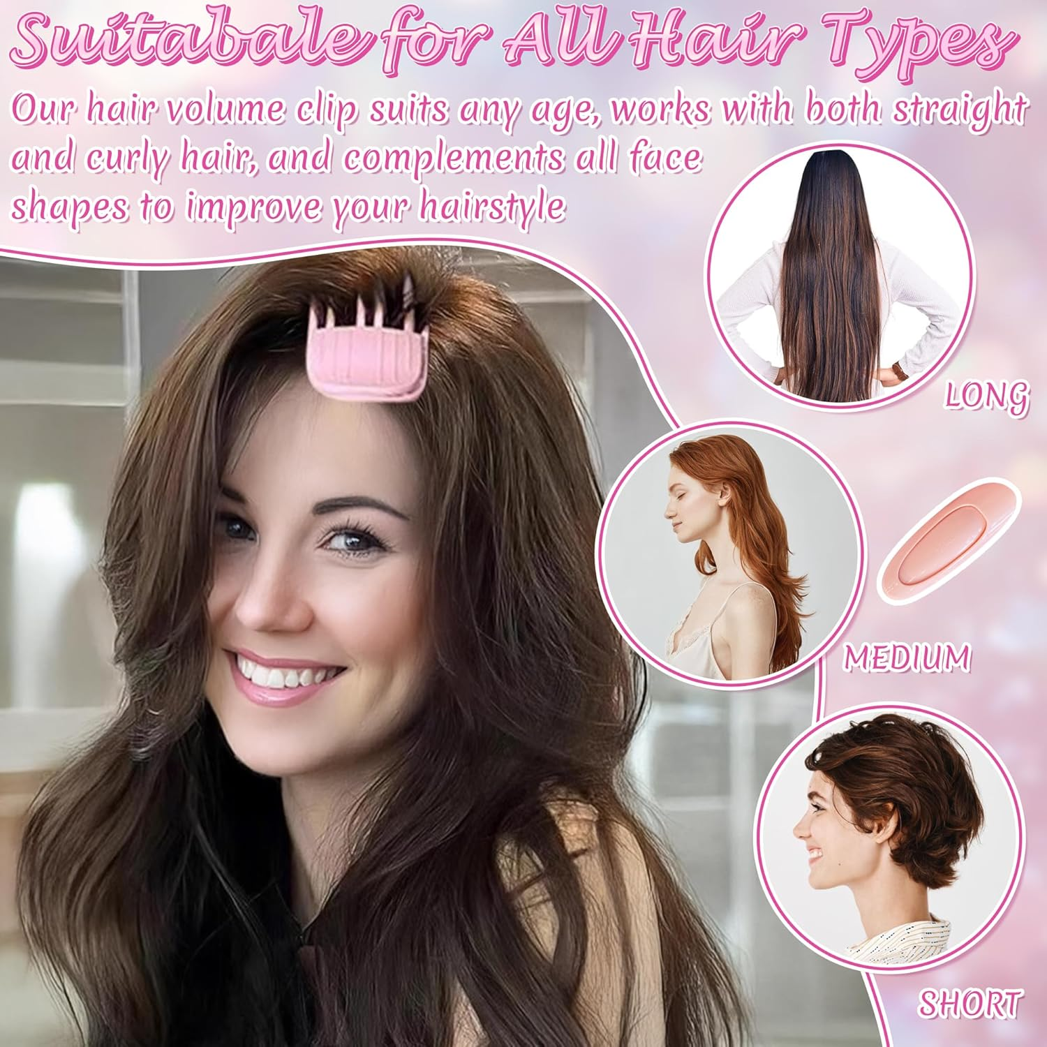 Wood Homing Hair Clips Set - 11 Pieces Easy High Crown Volume Root Clips for Fluffy Bangs, No Crease Volumiser Tool Hair Accessories for Women Girls Natural Puffy Lifting Roots Curly (Pink) image number 1