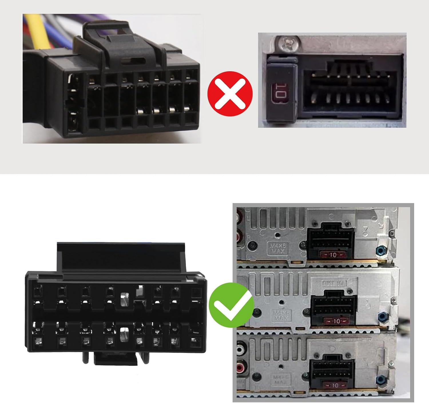 Emagtech 16 Pin ISO Wiring Harness Connector Car Stereo Radio Connector Adaptor Cable Compatible with Sony Car Stereo(Old Model) Compatible with JVC