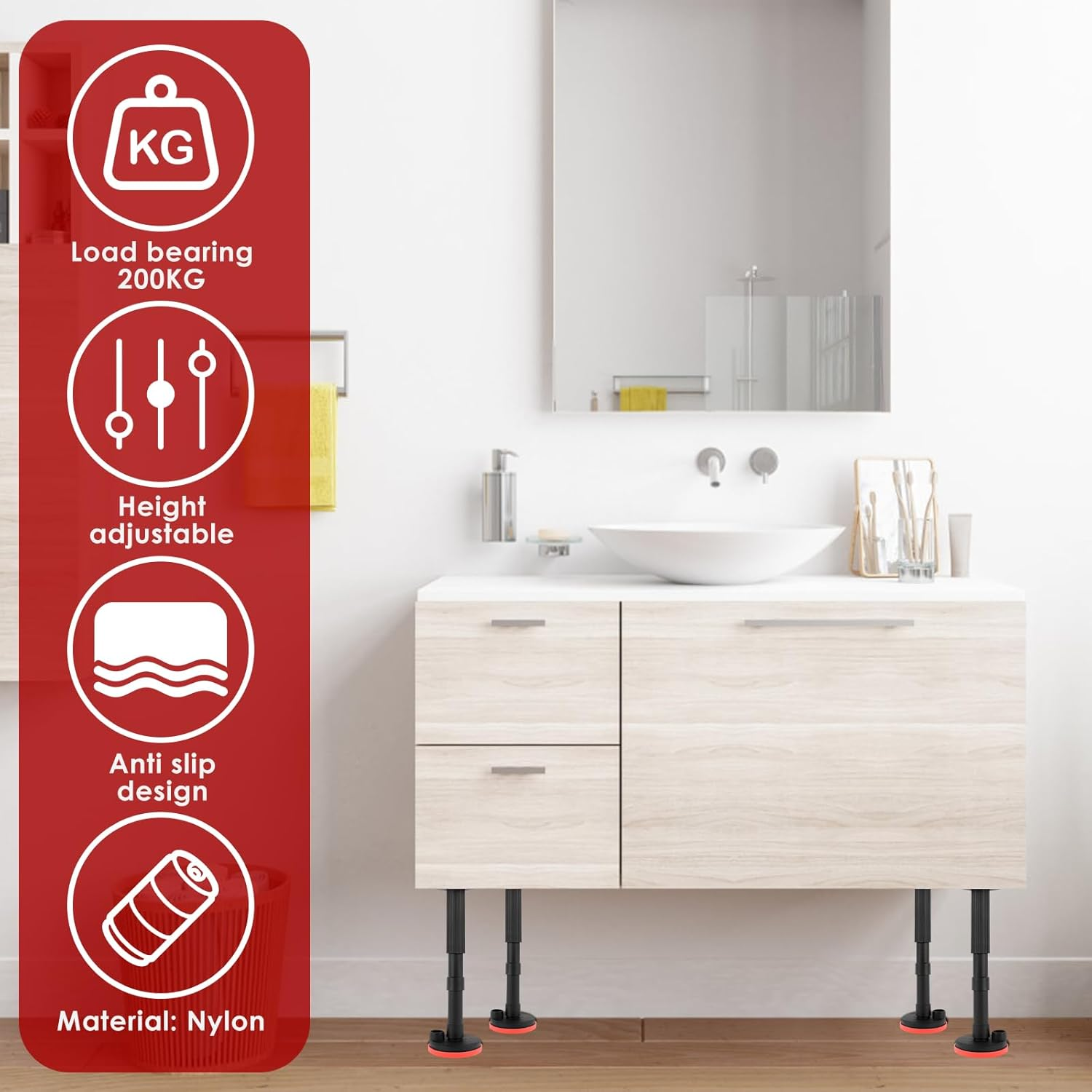 2Pcs Cabinet Jacks for Installing Cabinets, Support System for Upper Cabinet Installation, Stable Support System for Upper Cabinet Installation, Undermount Sink Mounting Brackets for Fallen Sink image number 2