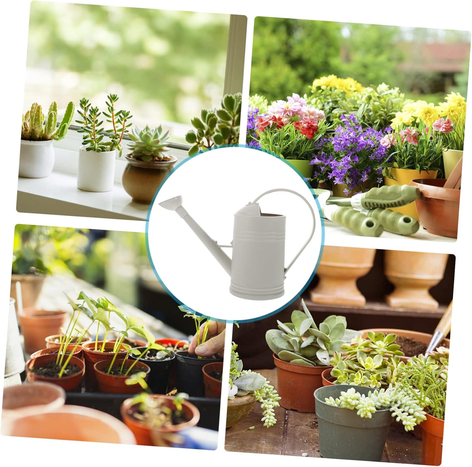 1.8L Long Spout Watering Can Household Indoor Garden Pot Succulent Flower Watering Sprinkler for Balcony Patio with Large Capacity in Beige image number 5
