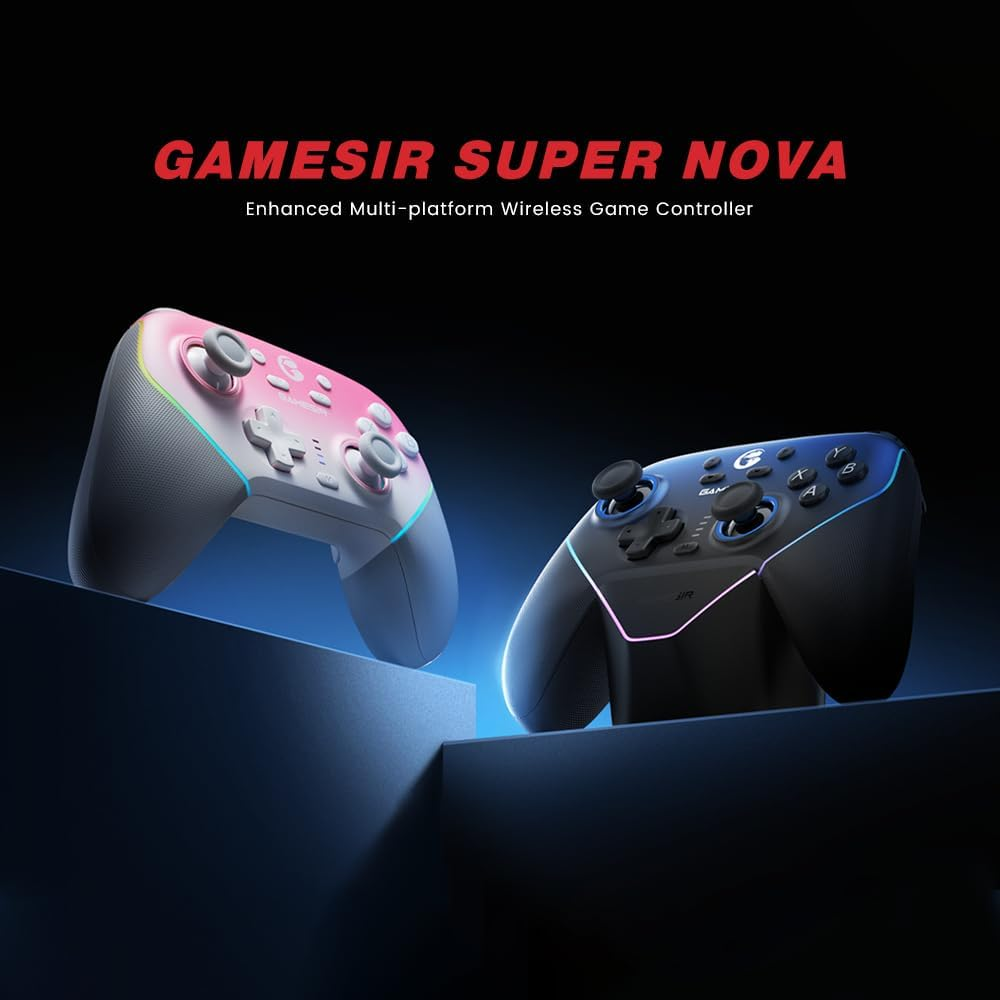 Gamesir Super Nova Wireless Gaming Controller for Pc/Switch/Ios/Android, Hall Effect Stick & Trigger, Rubberized Grips, RGB Lighting, Swappable ABXY, Detachable Faceplate, 1000Mah with Charging Dock(Blue) image number 3