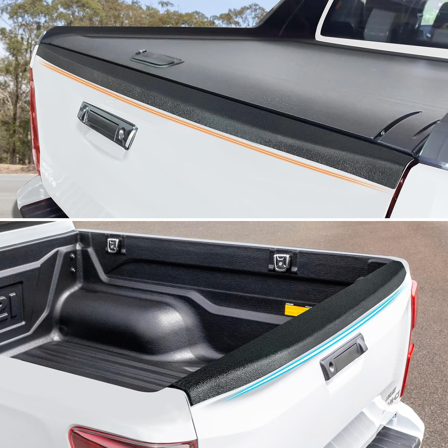 Tailgate Protector Cover for Isuzu DMAX Accessories 2024-Onwards Facelift X-Terrain X-Rider Blade LS-U LS-M SX, D-MAX Rear Tailgate Rail Guard Cap Trim Car Exterior Textured Matte Black image number 3