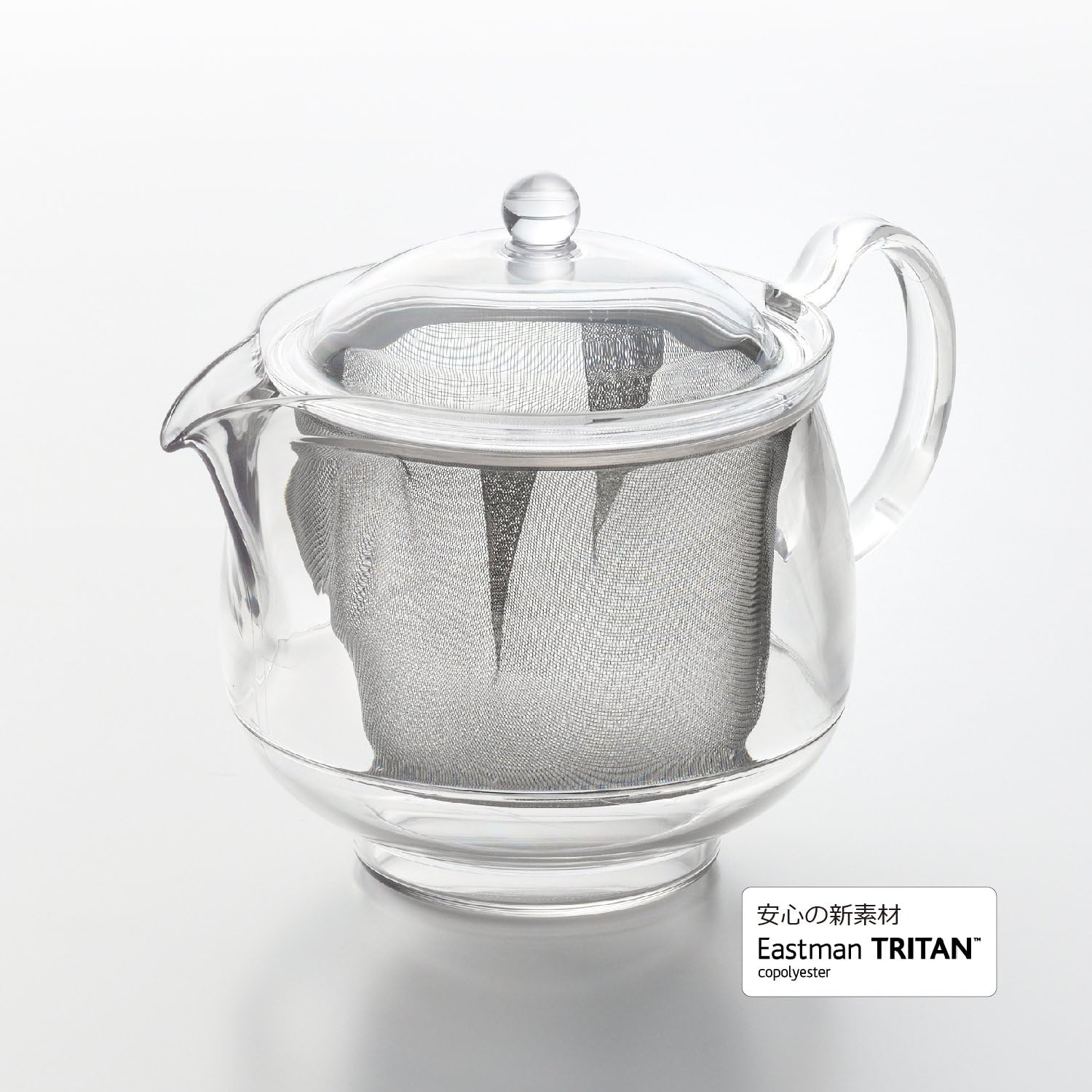Akebono Sangyo TW-3723 Light and Unbreakable Teapot, 25.7 Fl Oz (730 Ml), Tritan Resin, Clear Teapot, Stainless Steel Mesh, LL Size, Made in Japan image number 5