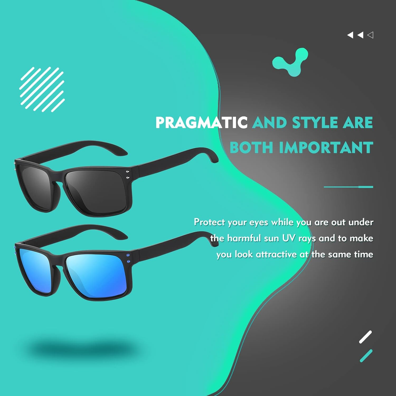 OJIRRU Polarized Sunglasses for Men Women 2 Pack Sports Sun Glasses Classic Rectangular Shades UV400 Protection for Men Women Sports Outdoor Driving Fishing Sunglasses image number 1