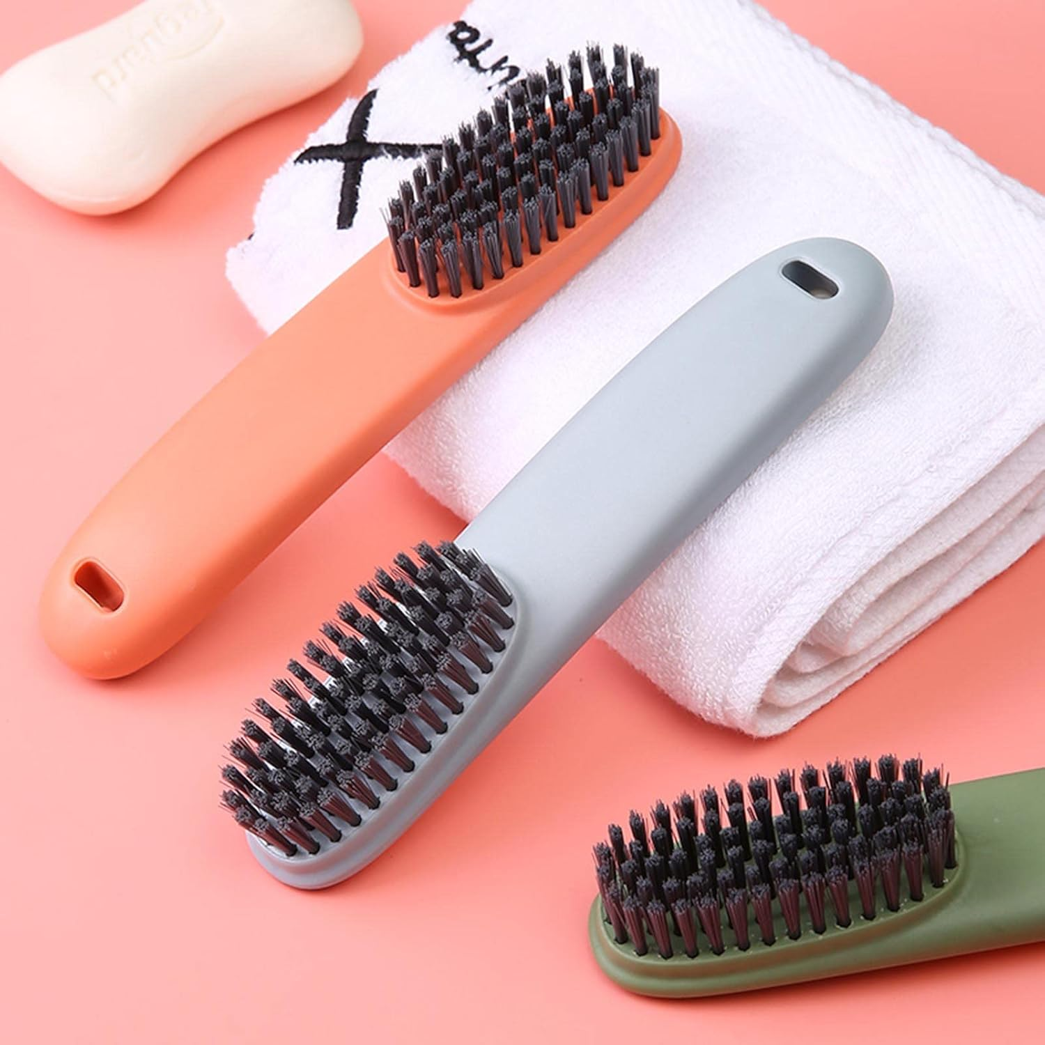 Household Small Scrub Brushes Laundry Cleaning Board Brush Easy Grip Shoe Brush Soft Bristle Brush Household Cleaning Clothes Shoes Scrubbing Cleaning Supplies for Stains 2 Pack image number 2