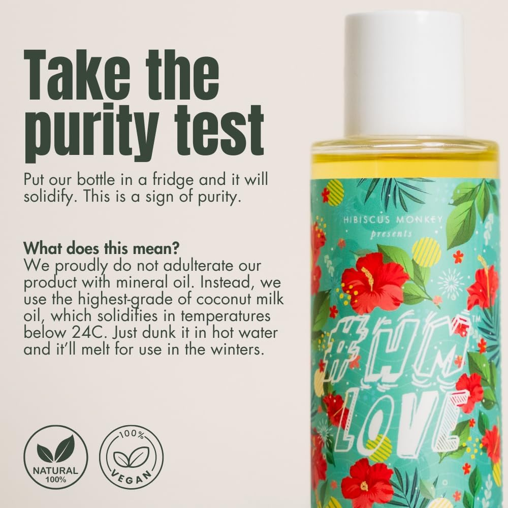 Hibiscus Monkey HM Love Scalp & Hair Oil | Non-Sticky Hair Oil | Natural Hair Oil | Anti-Frizz Hair | Promotes Hair Growth, Reduces Hairfall, Unisex | Flower and Coconut Milk Oil | image number 4