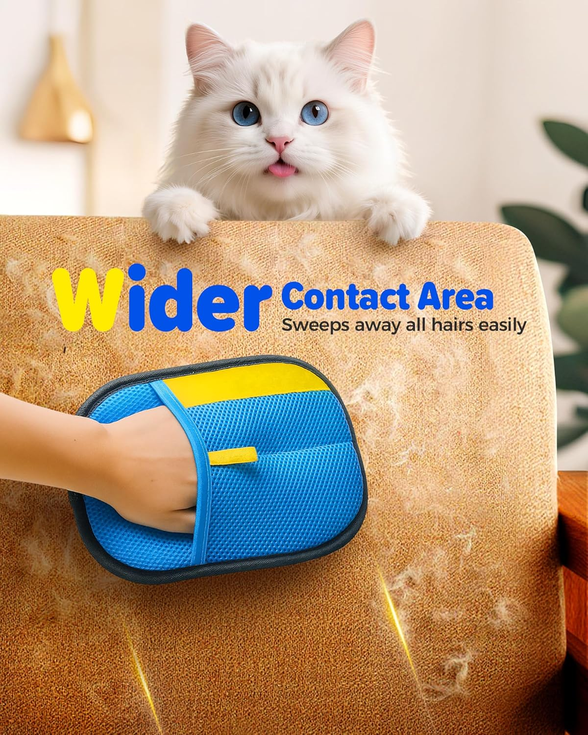 2025 Thickened Electrostatic Pet Hair Removal Gloves (2 Pcs) - Reusable Strong Grooming Gloves for Cats & Dogs, Hair Remover for Couch, Furniture, Carpet, Car Seats & Clothing (Blue) - Purple image number 2