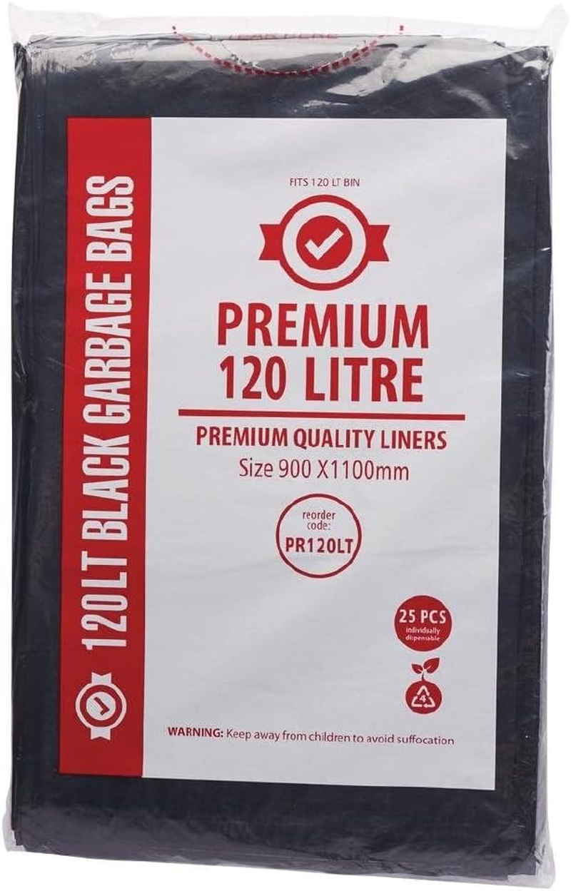 Jantex Premium Garbage Bag, 120 Litre, Black (Pack of 25)