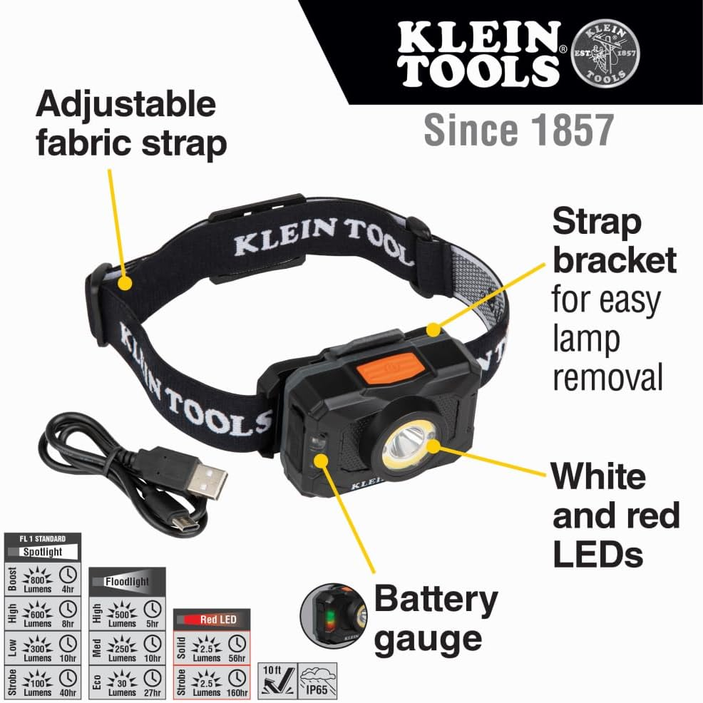 Klein Tools A-56414 Rechargeable 2-Color LED Headlamp image number 4