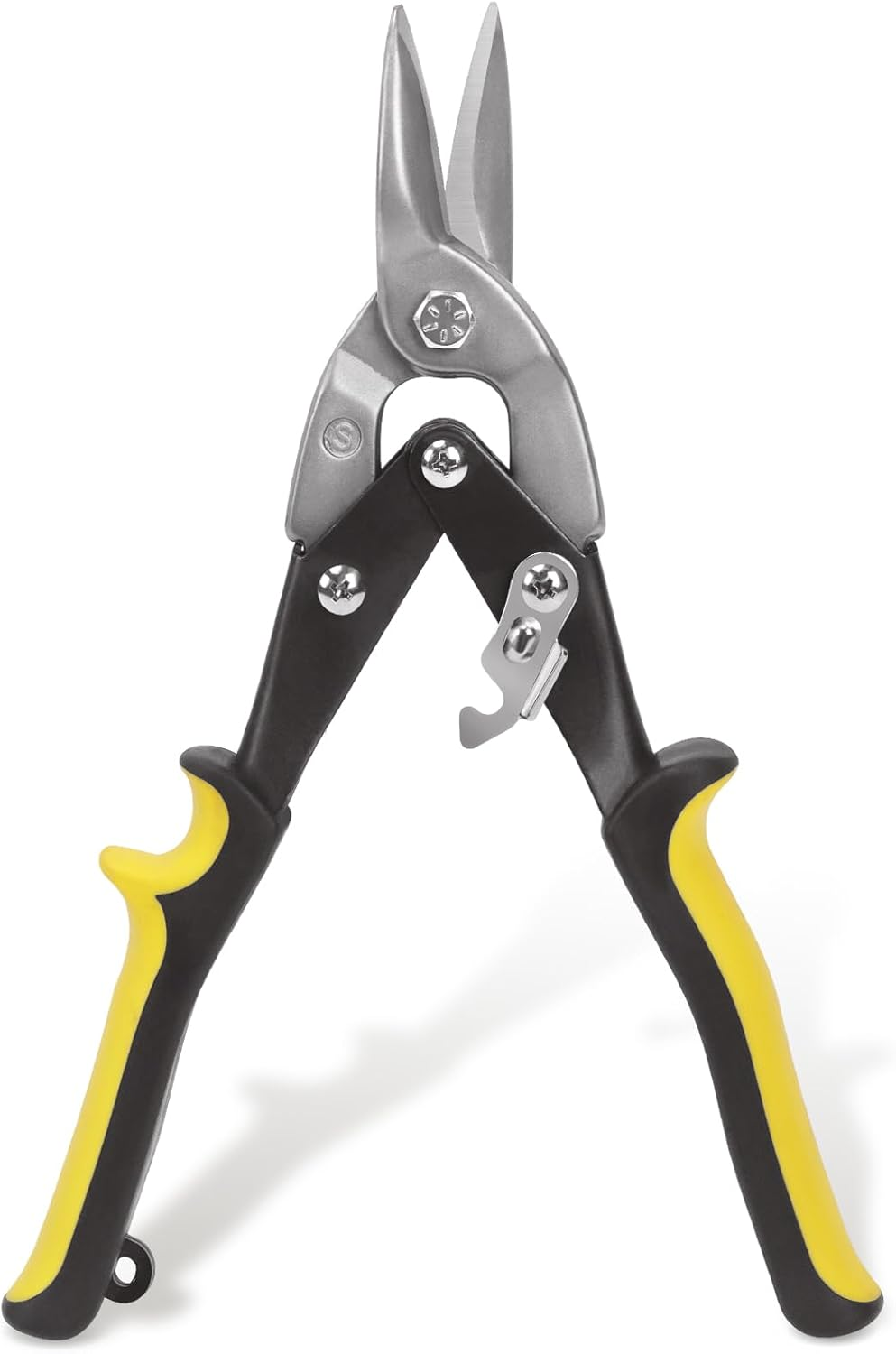 Swpeet 10 Inch Aviation Tin Snips with Ergonomic Handle, Heavy Duty Metal Cutter Long Straight Cut, Aviation Straight Cutters Sheet Metal Shears Tin Snips Ideal for Cutting Metal Sheet