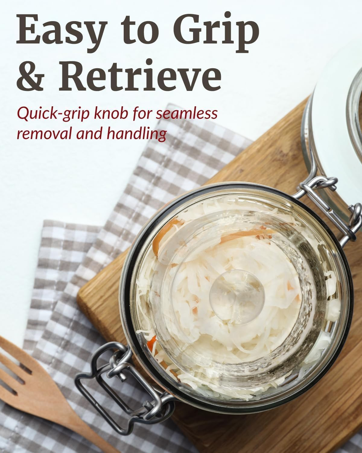 Set of 4 Fermentation Weight, Easy Grip Glass Fermenting Weights, Perfect Fit for Wide Mouth Mason Canning Jars, Highly Durable Soda-Lime Glass Fermentation Kit for Sauerkraut, Kimchi & More image number 4